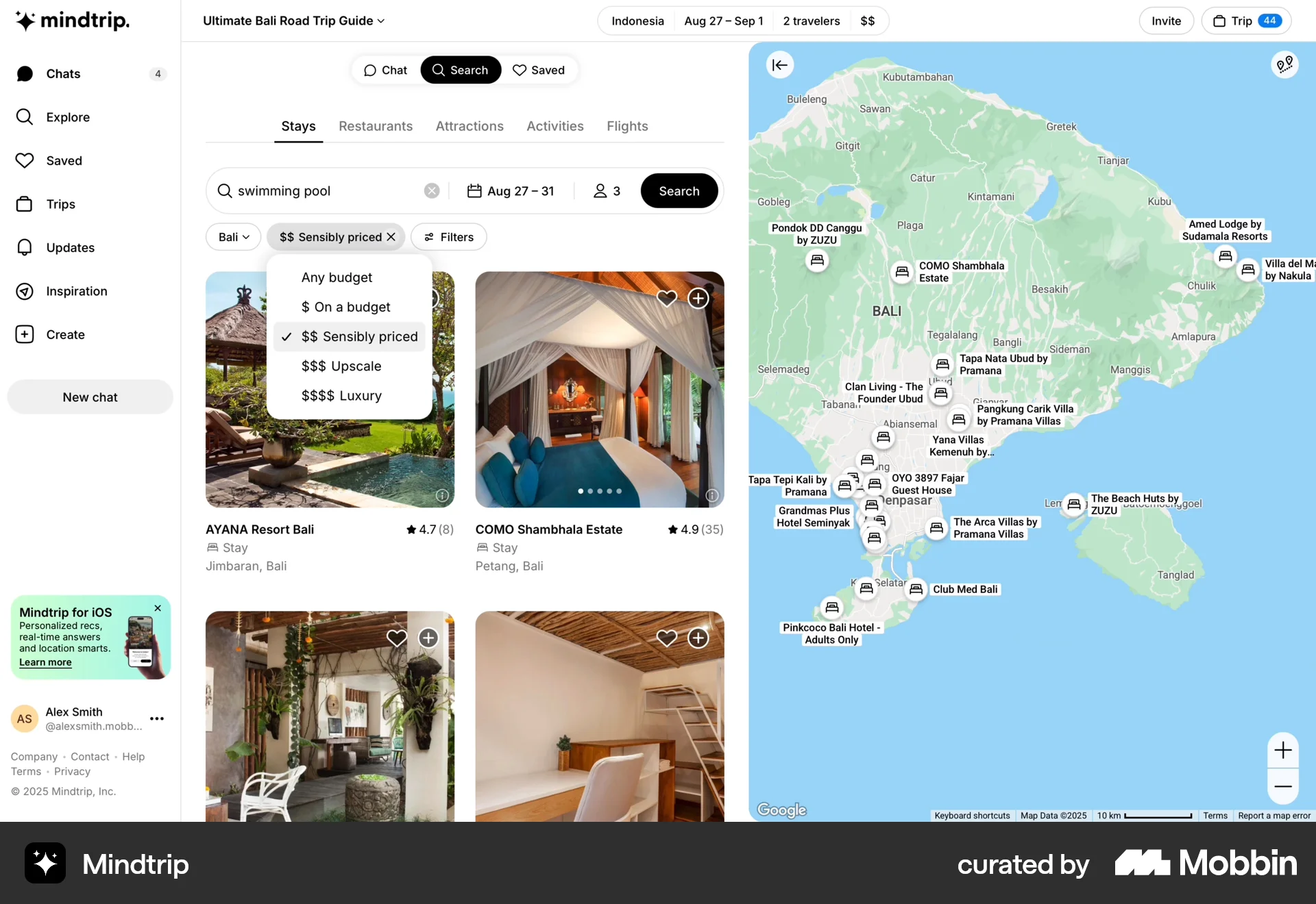 Mindtrip Web screen containing Select UI element