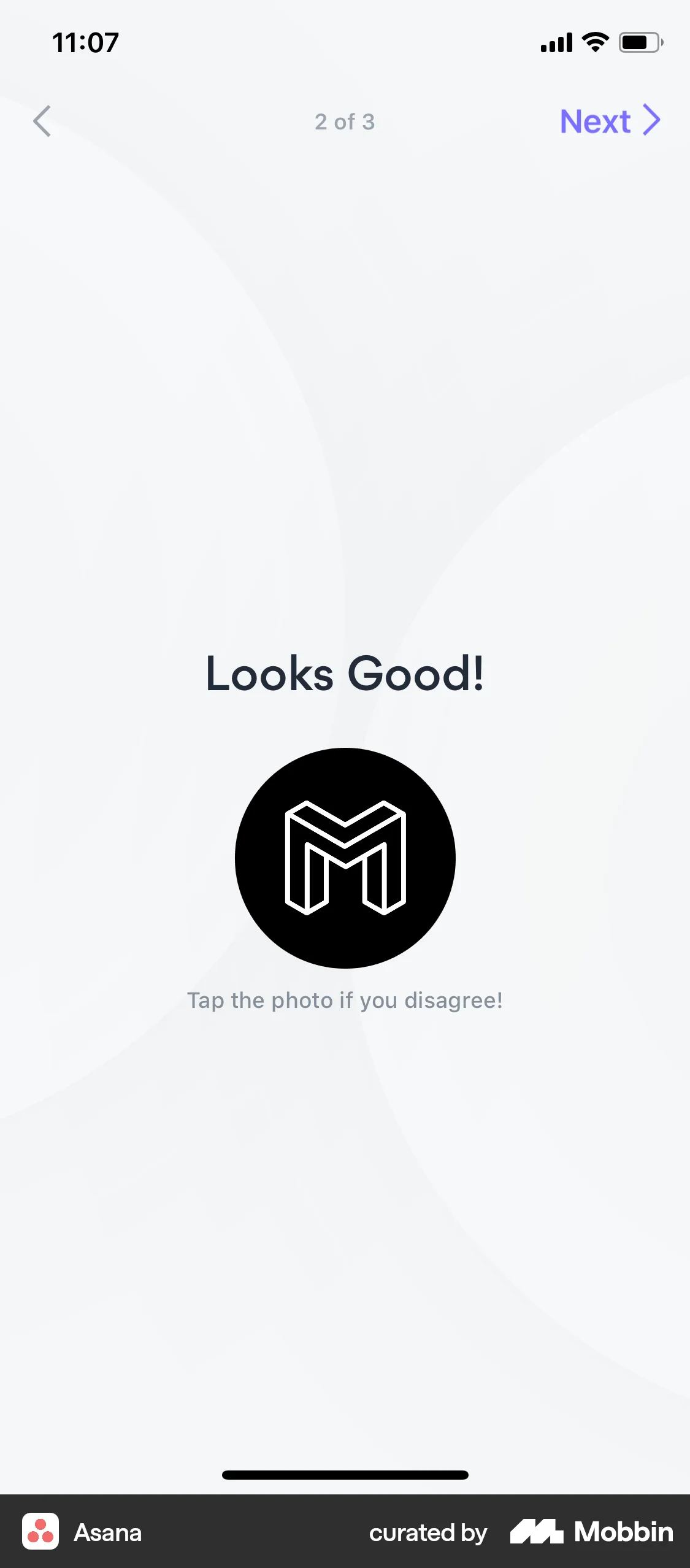 Asana iOS Account Setup screen