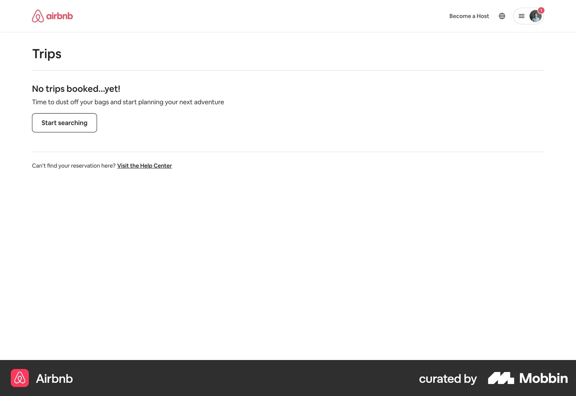 Airbnb Web Order History screen