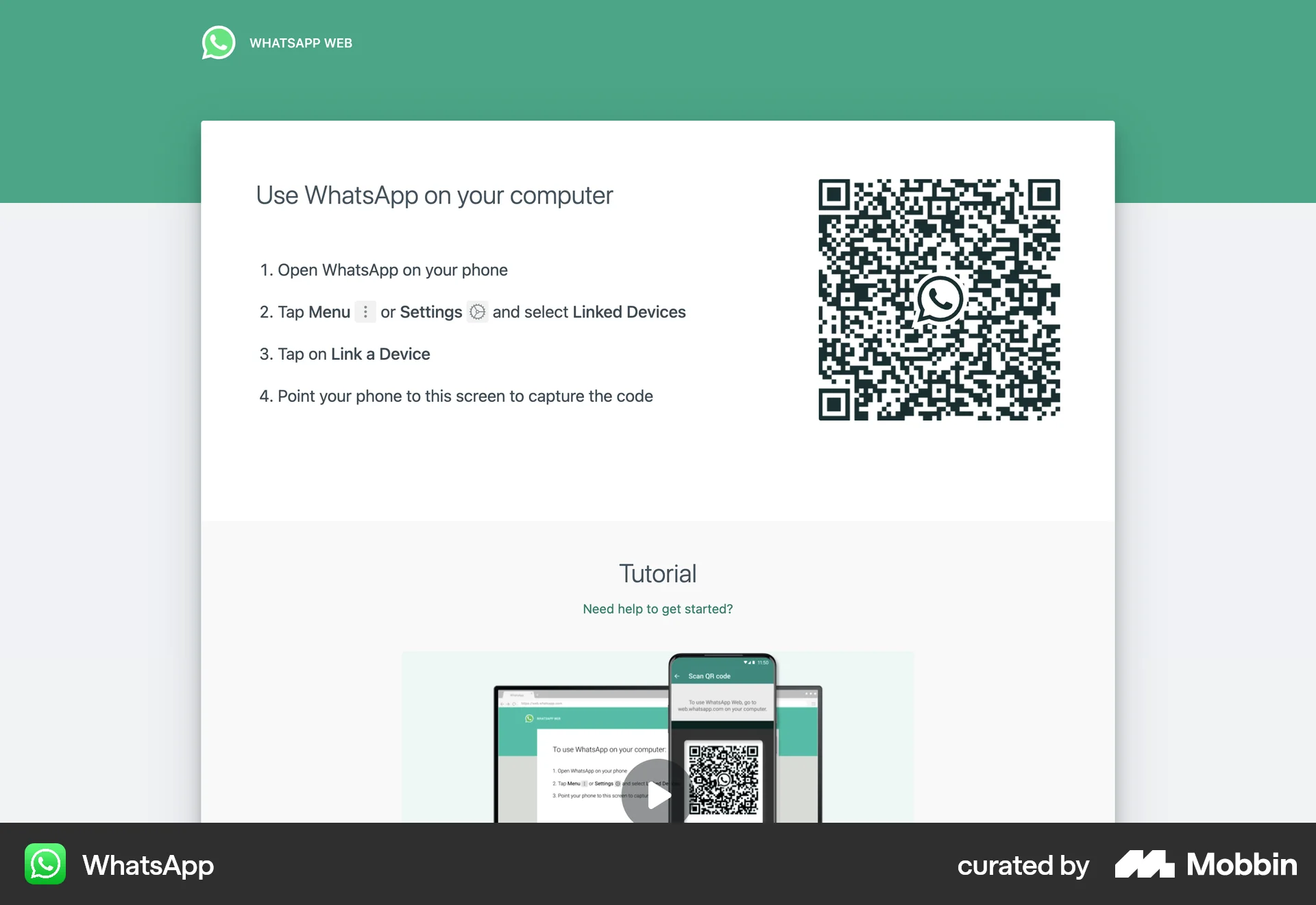 WhatsApp Web QR Code screen