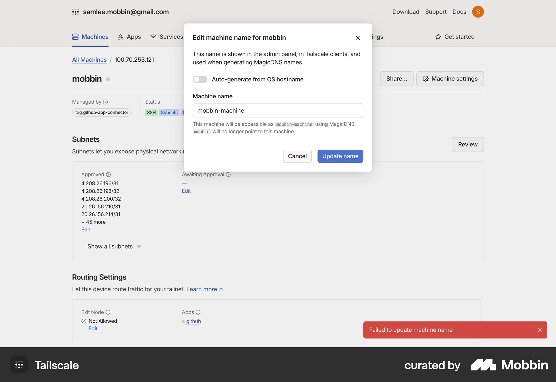 Tailscale Web Utilities App screen