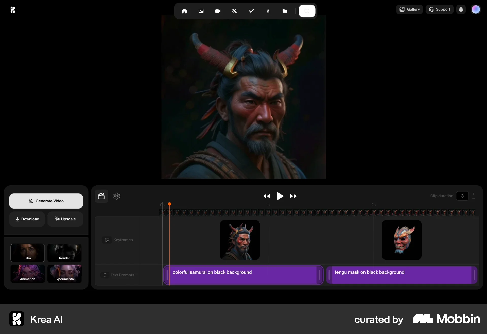 Krea AI Web Media Editor screen