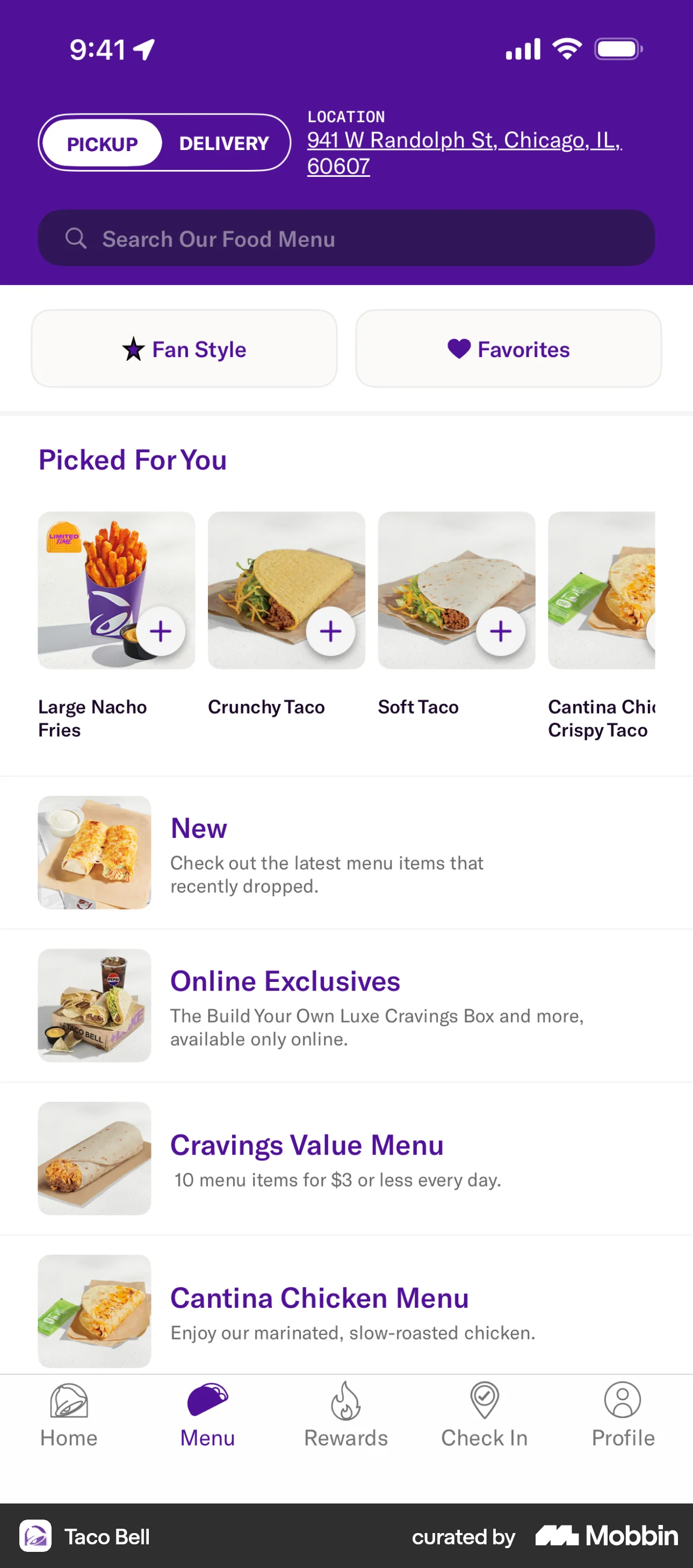 Taco Bell iOS screen containing Button UI element