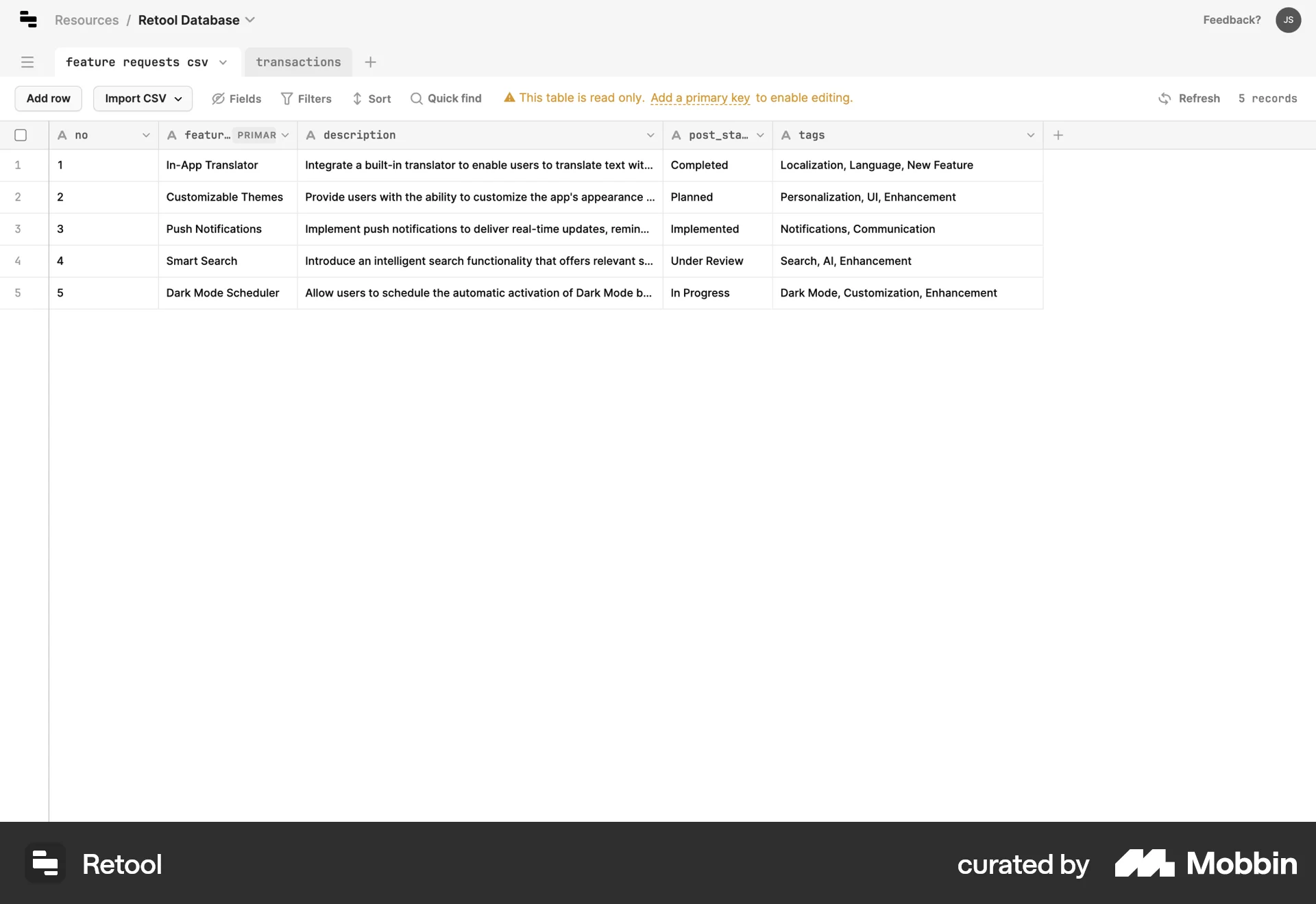 Retool Web screen containing Breadcrumbs UI element