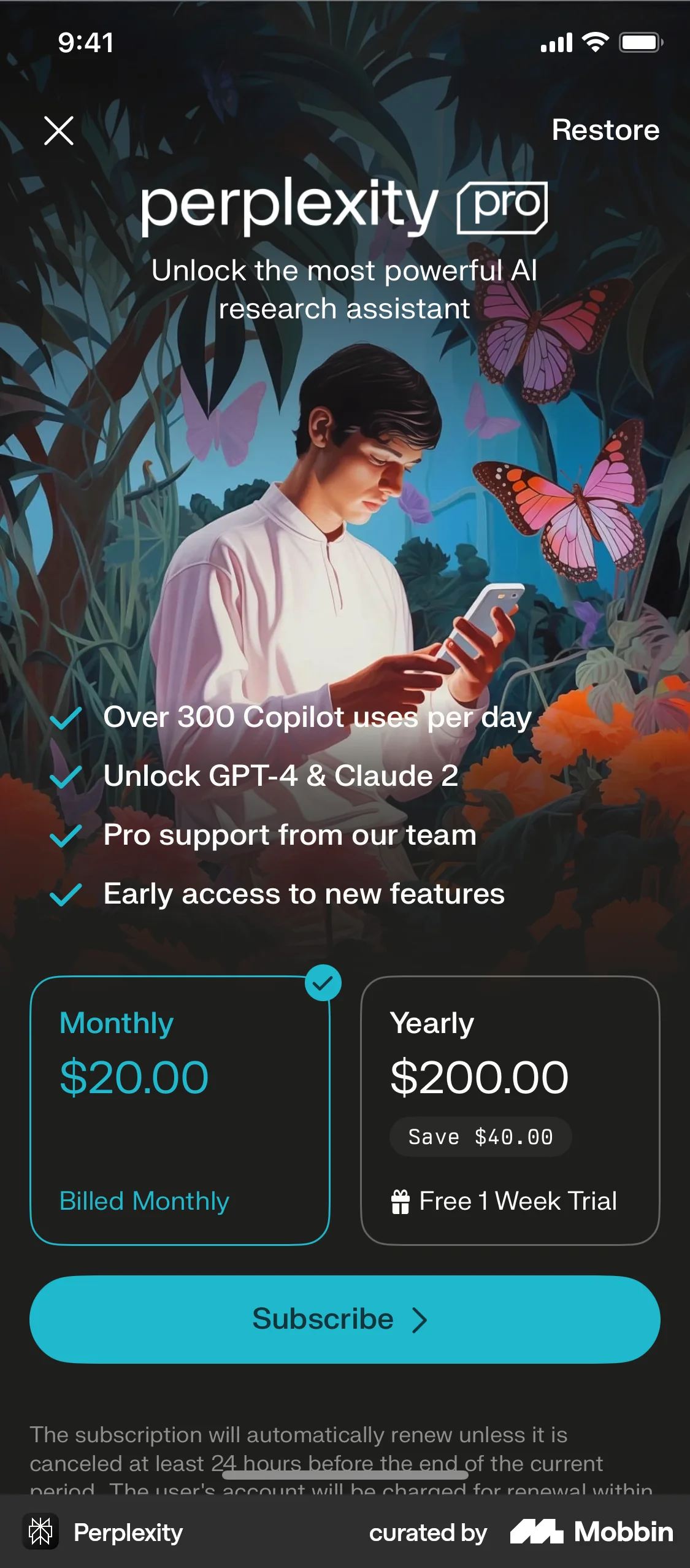 Perplexity iOS Subscription & Paywall screen