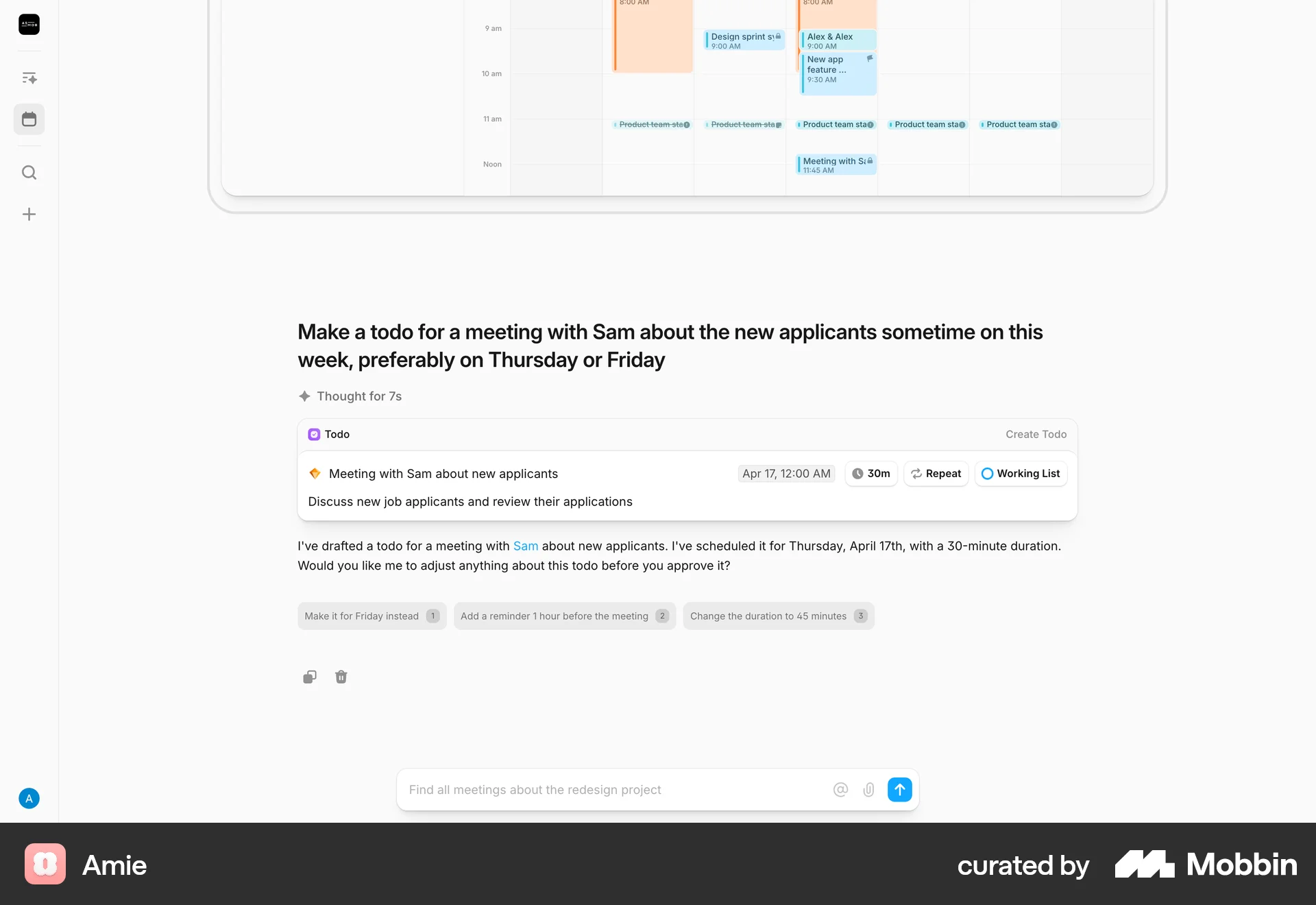 Amie Web screen containing Toolbar UI element