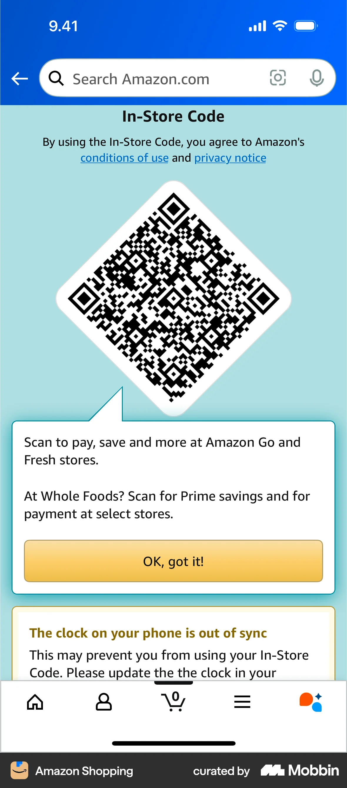 Amazon Shopping iOS Guided Tour & Tutorial screen