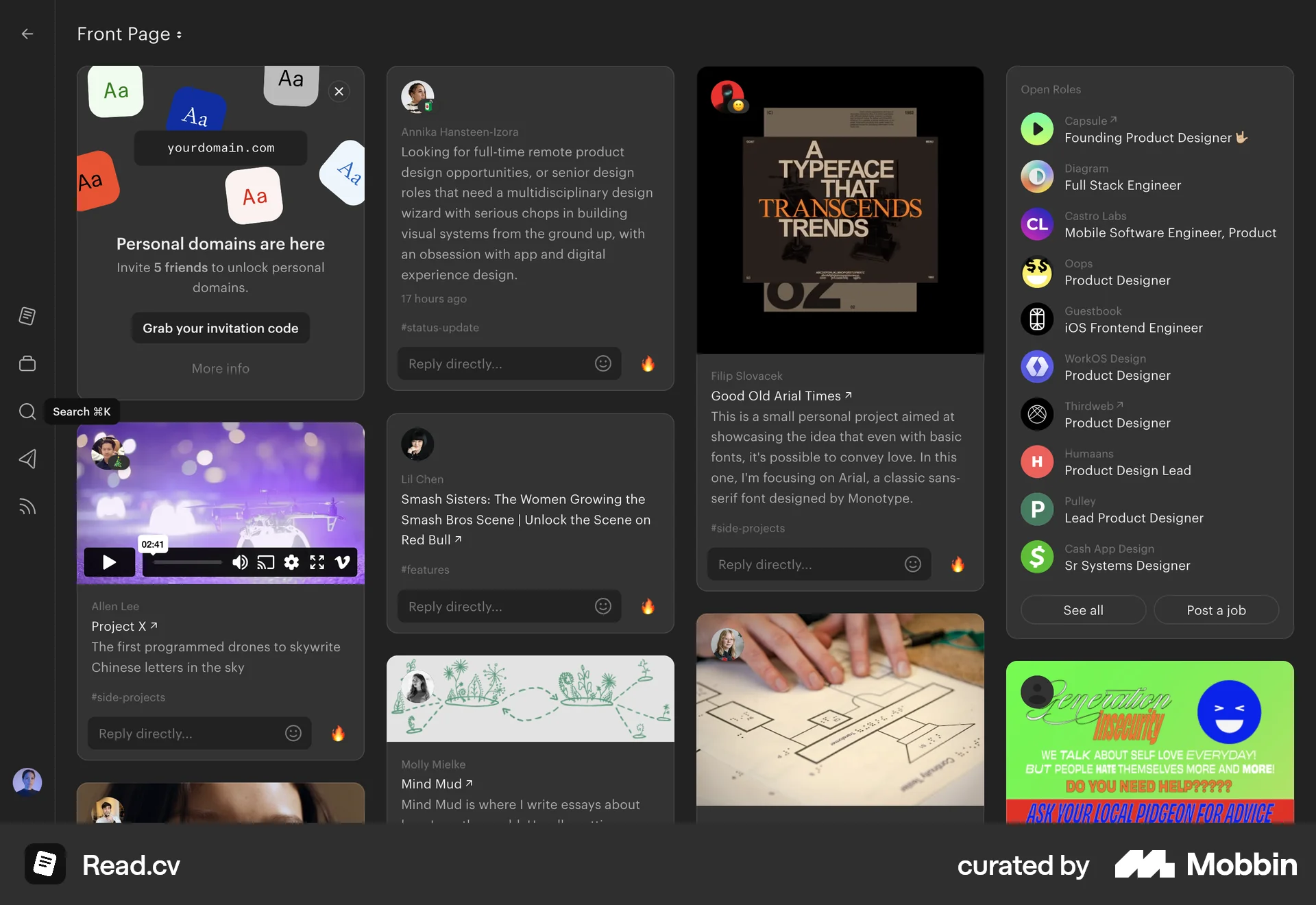 Read.cv Web Dark Mode screen