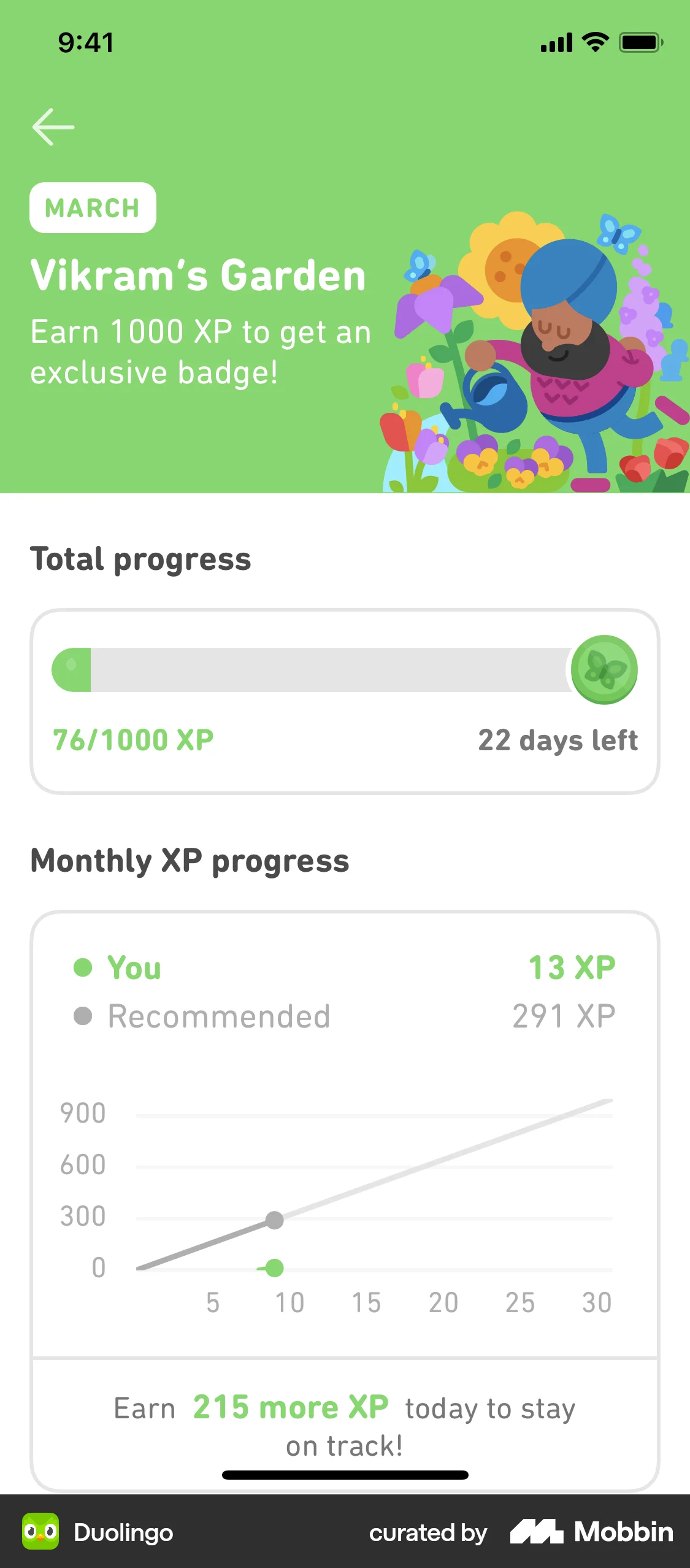 Duolingo iOS Goal & Task screen