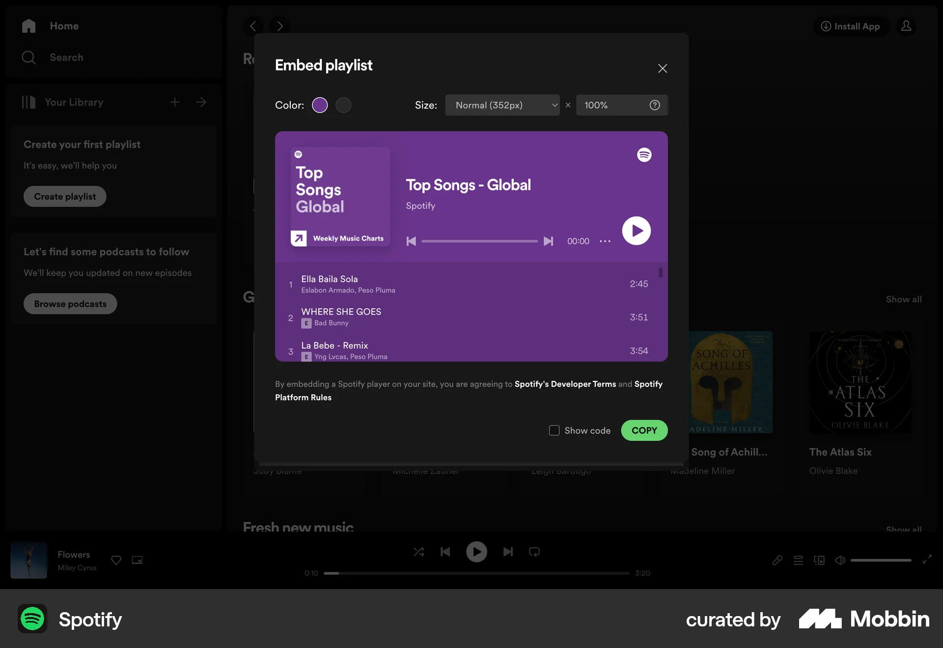 Spotify Web Audio Player screen