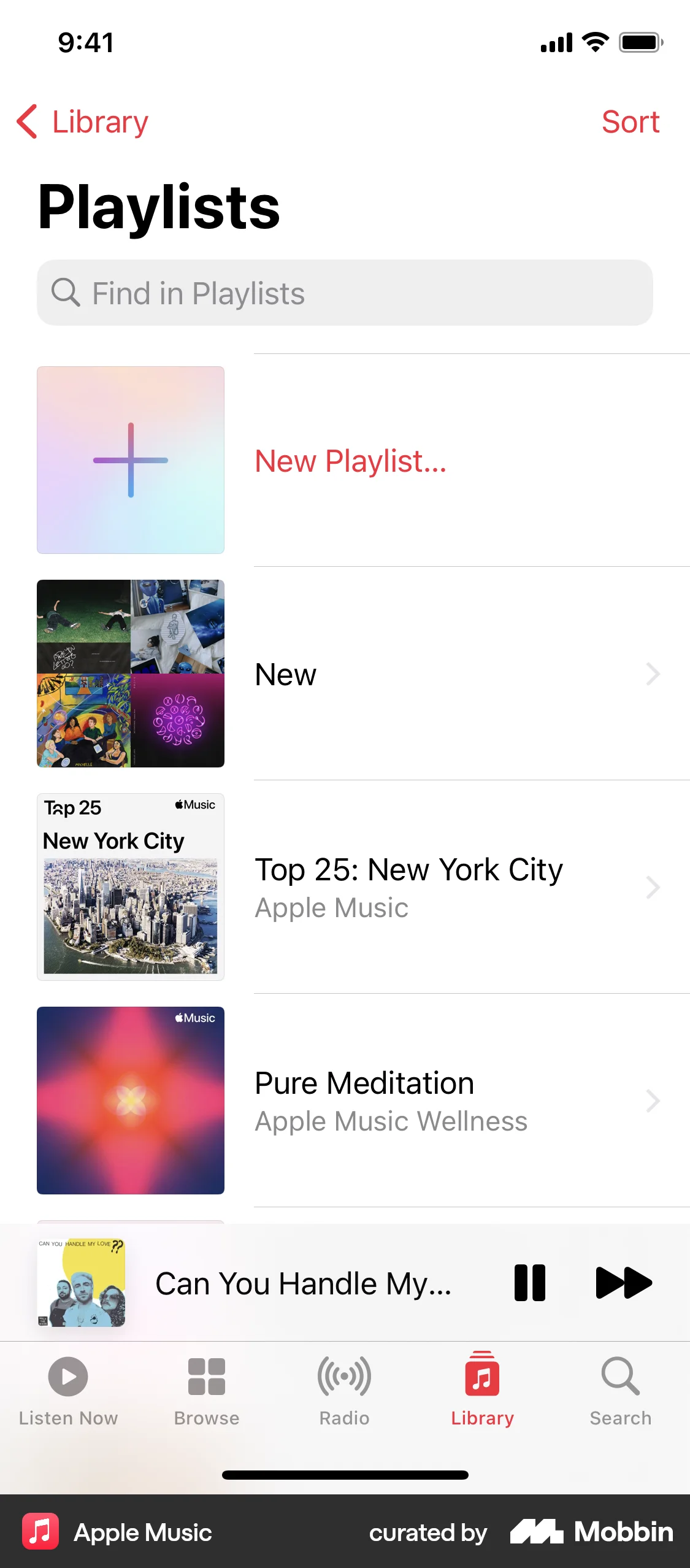 Apple Music iOS Playlists screen
