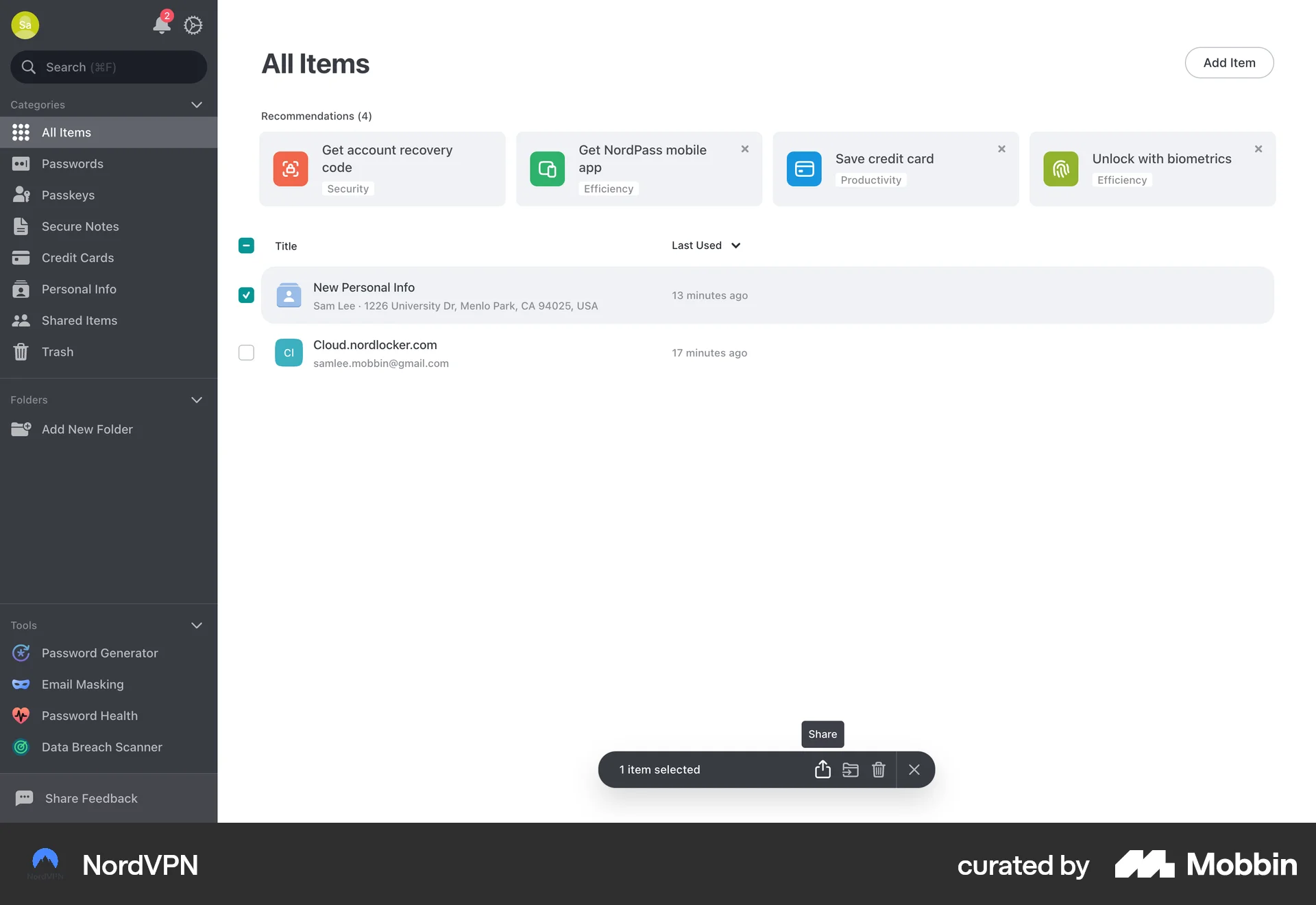 NordVPN Web screen containing Tooltip UI element