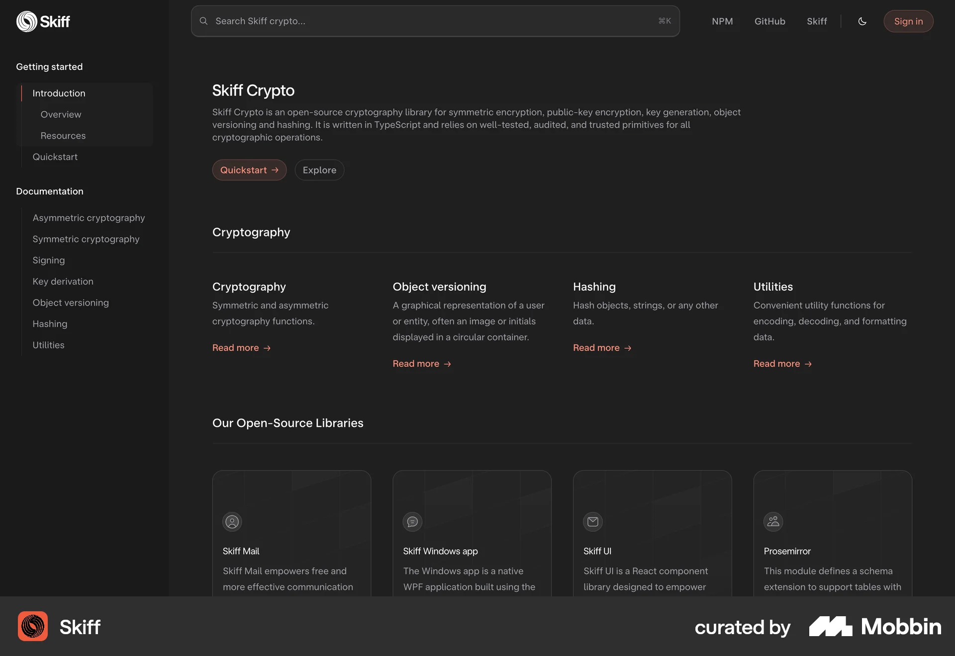 Skiff Web Dark Mode screen