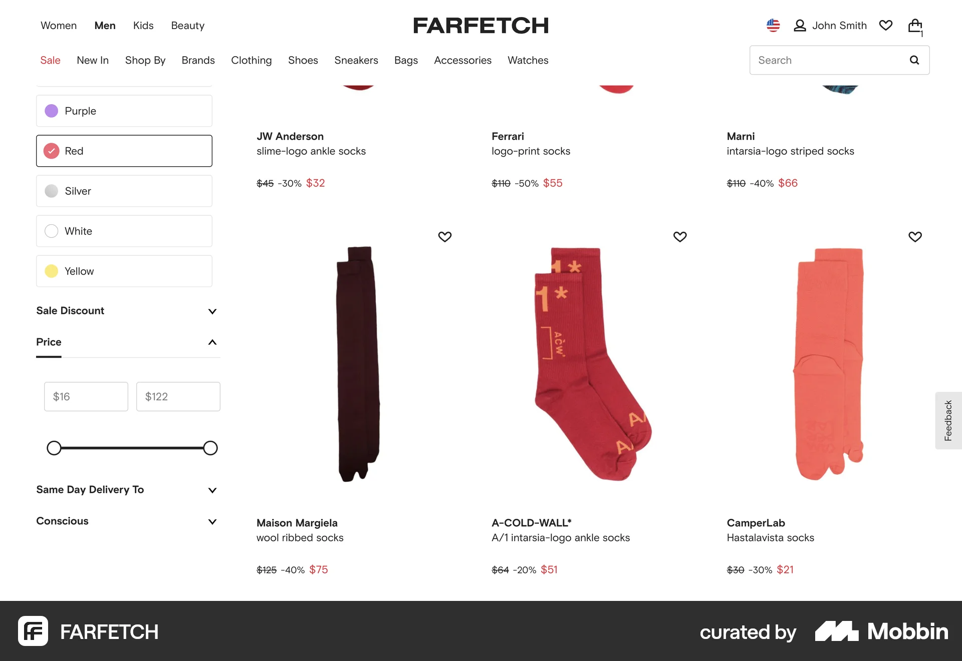 FARFETCH Web Filter & Sort screen