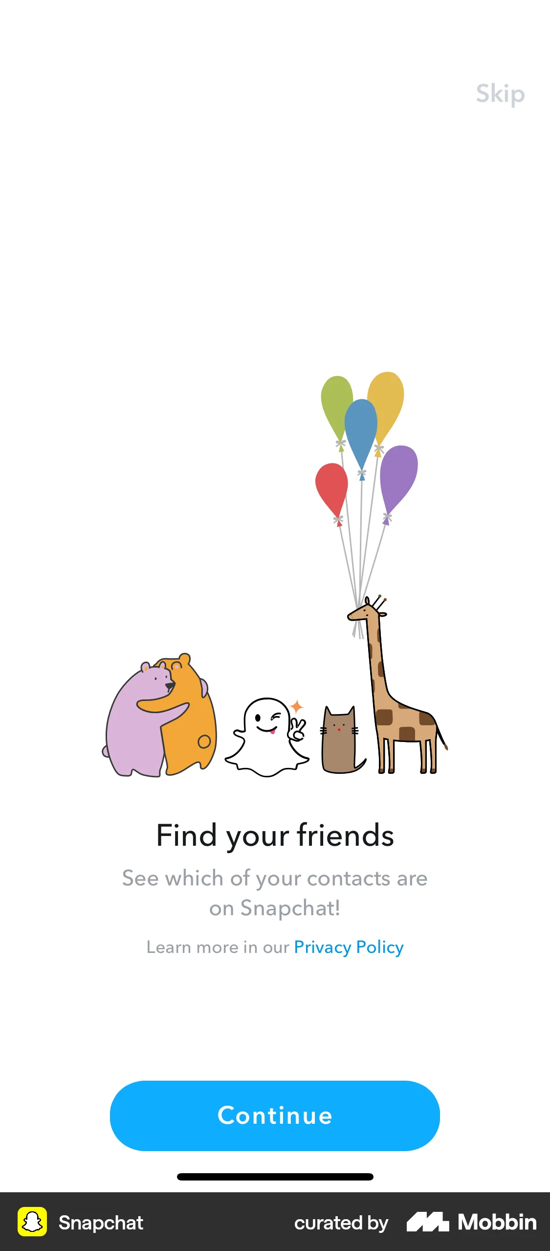 Snapchat iOS Invite & Refer Friends screen