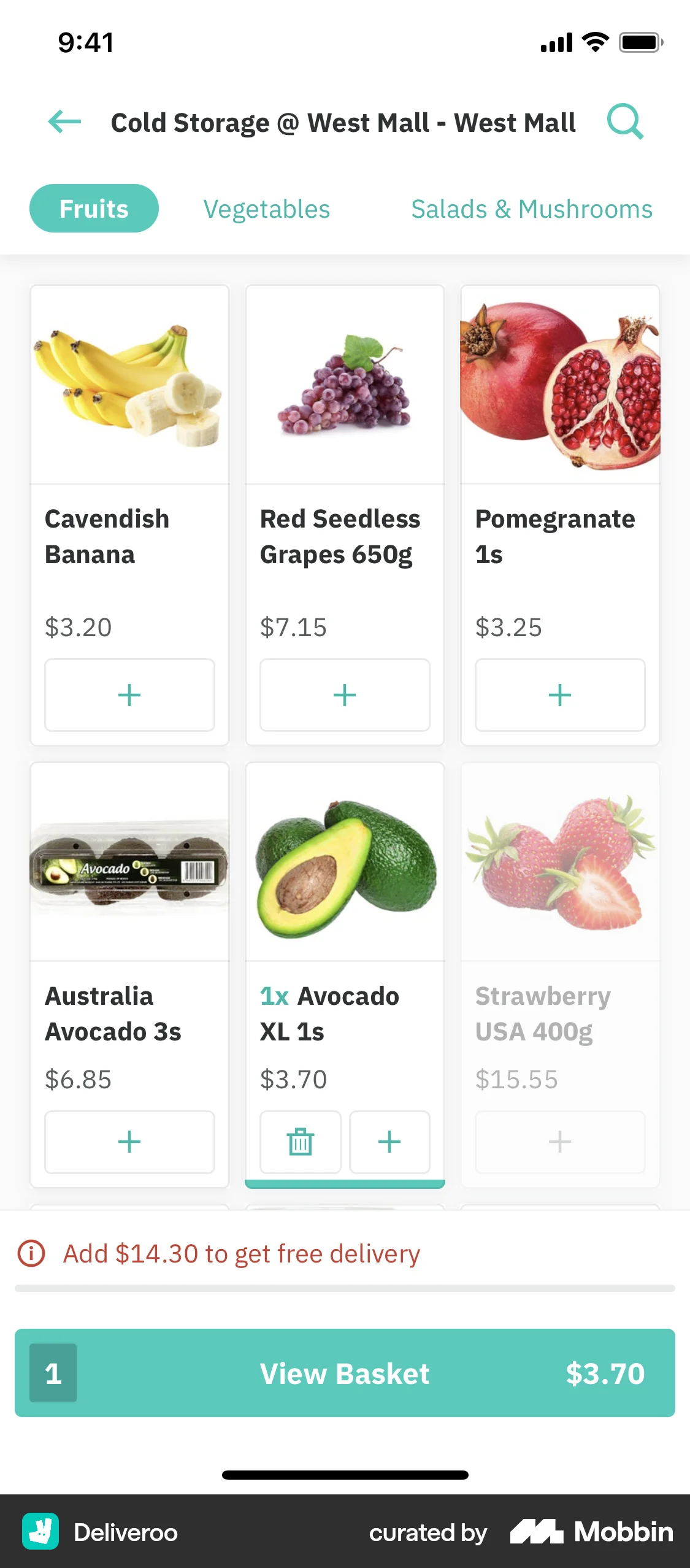 Deliveroo iOS Shop & Storefront screen