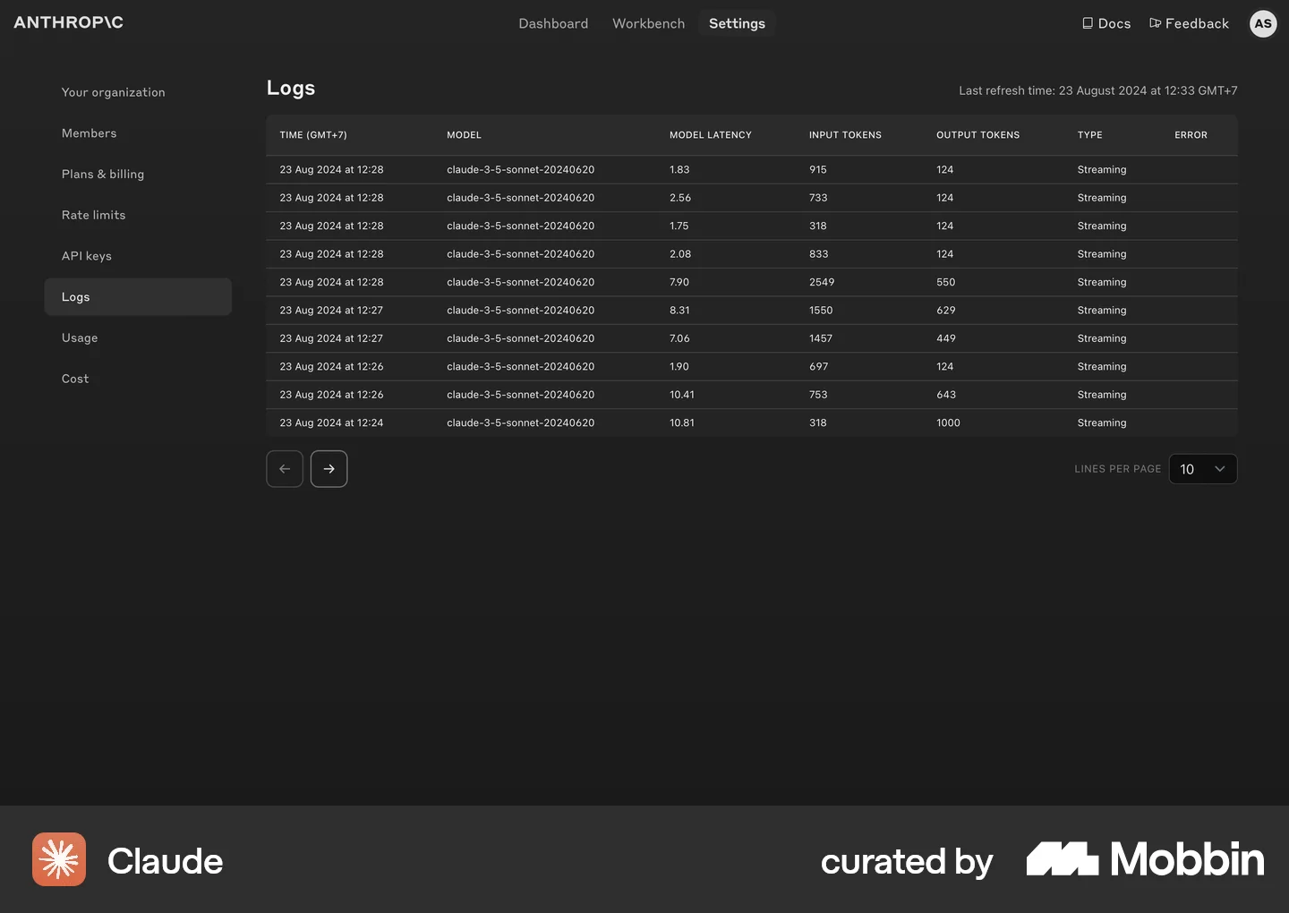 Log Dashboard UI Design Inspiration for Web