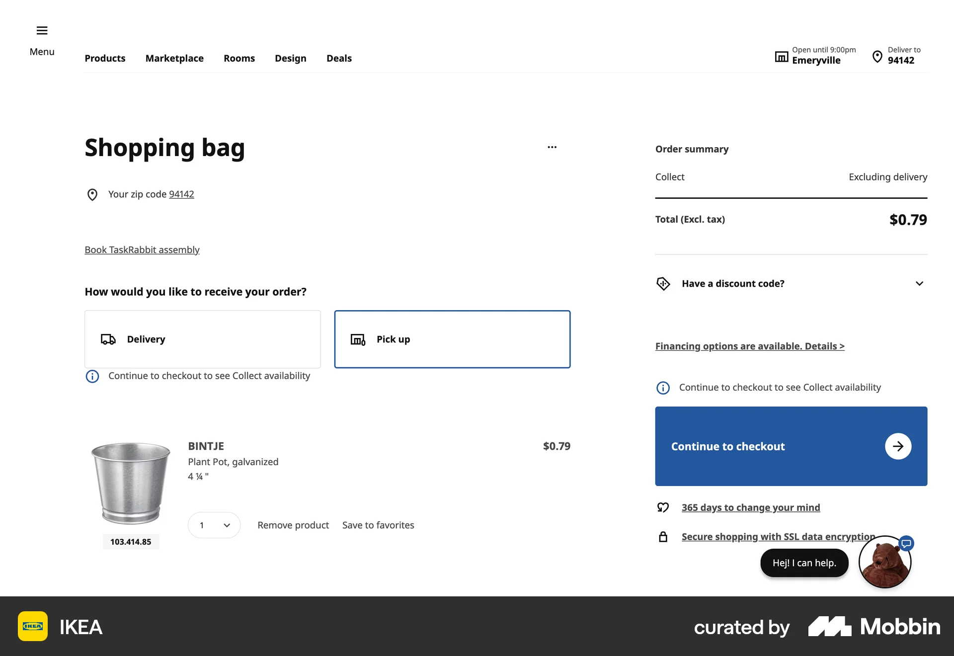 IKEA Web Web Shopping Cart screen