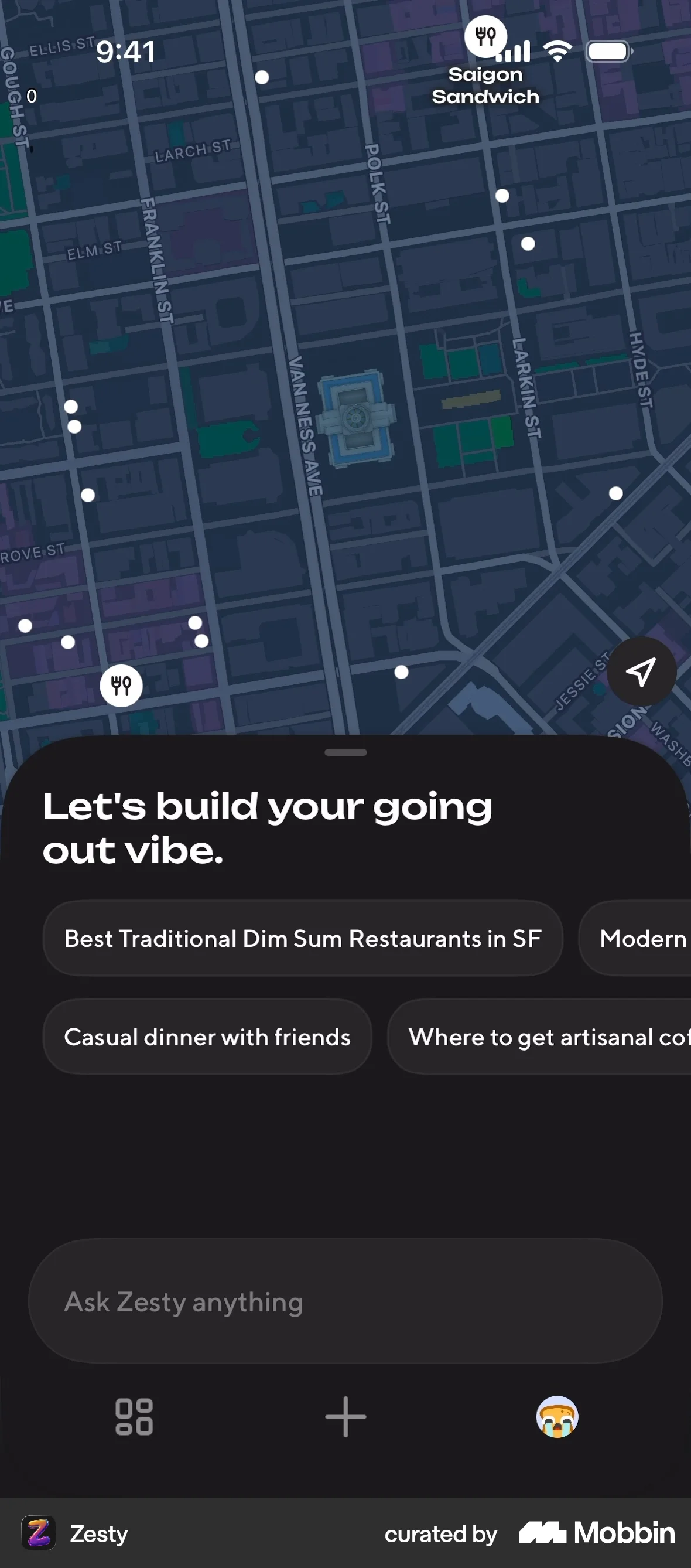 Zesty iOS screen containing Carousel UI element