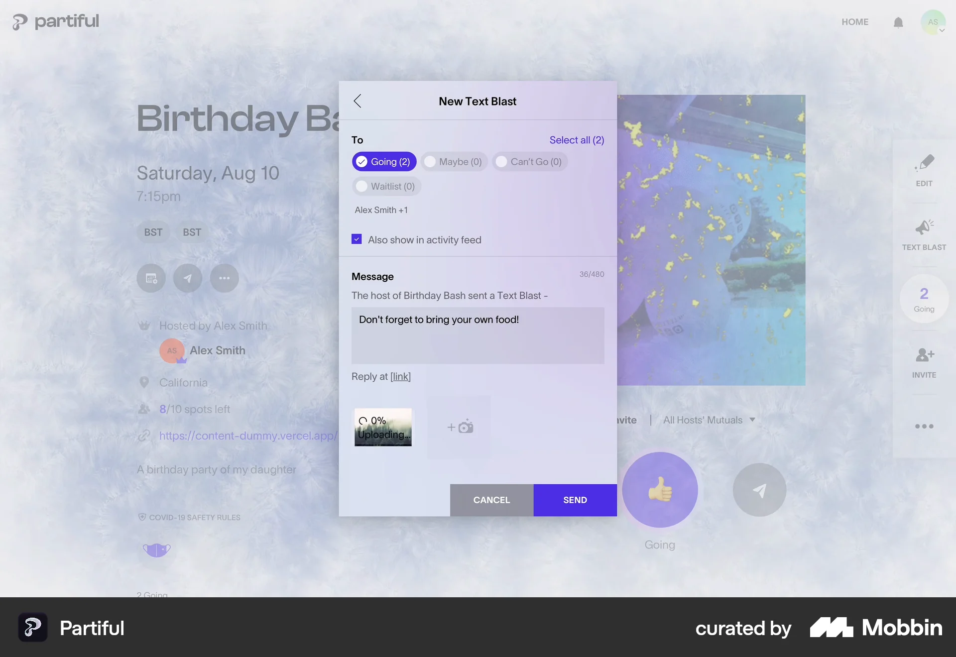 Partiful Web Lifestyle App screen