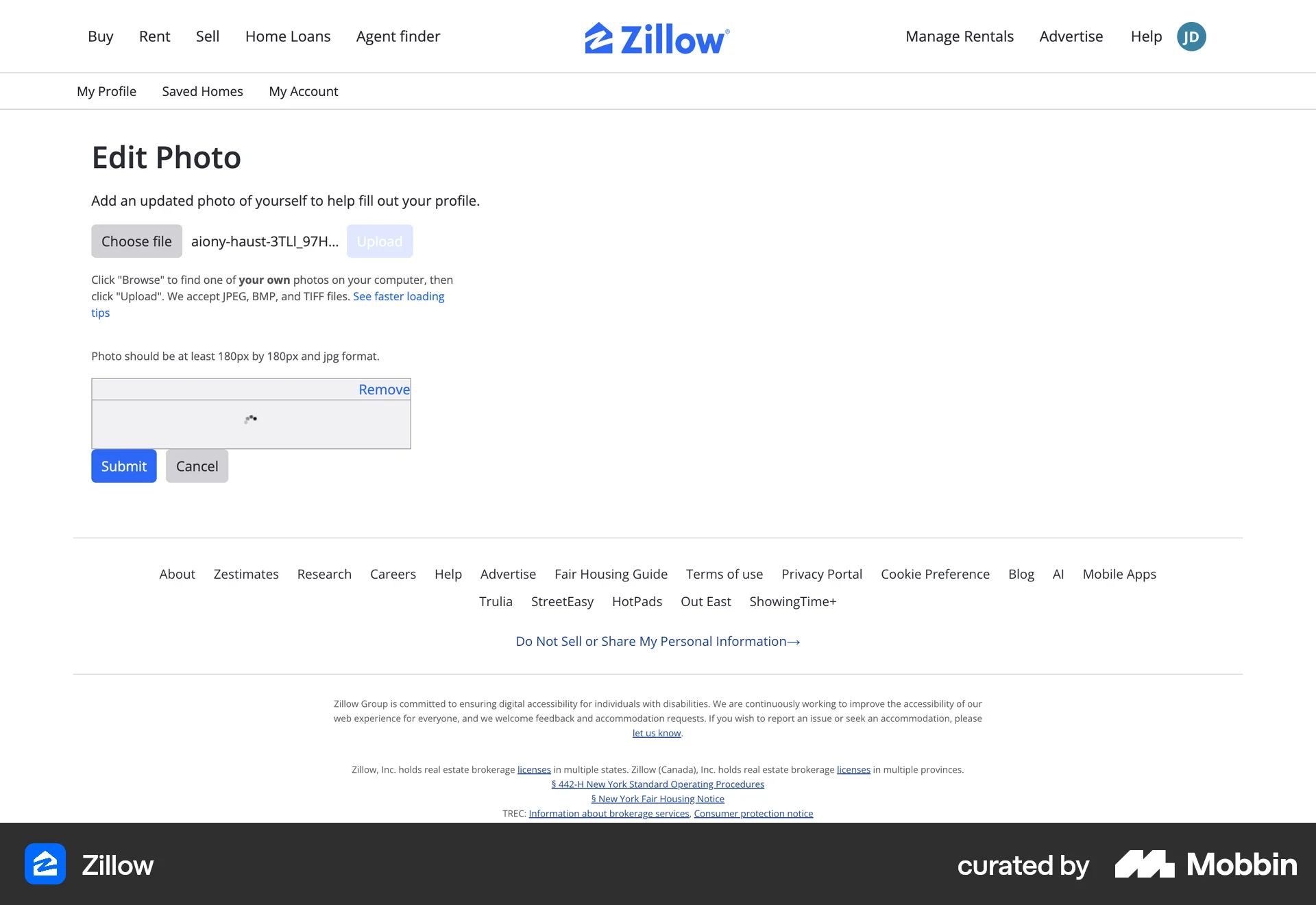 Zillow Web Real Estate App screen