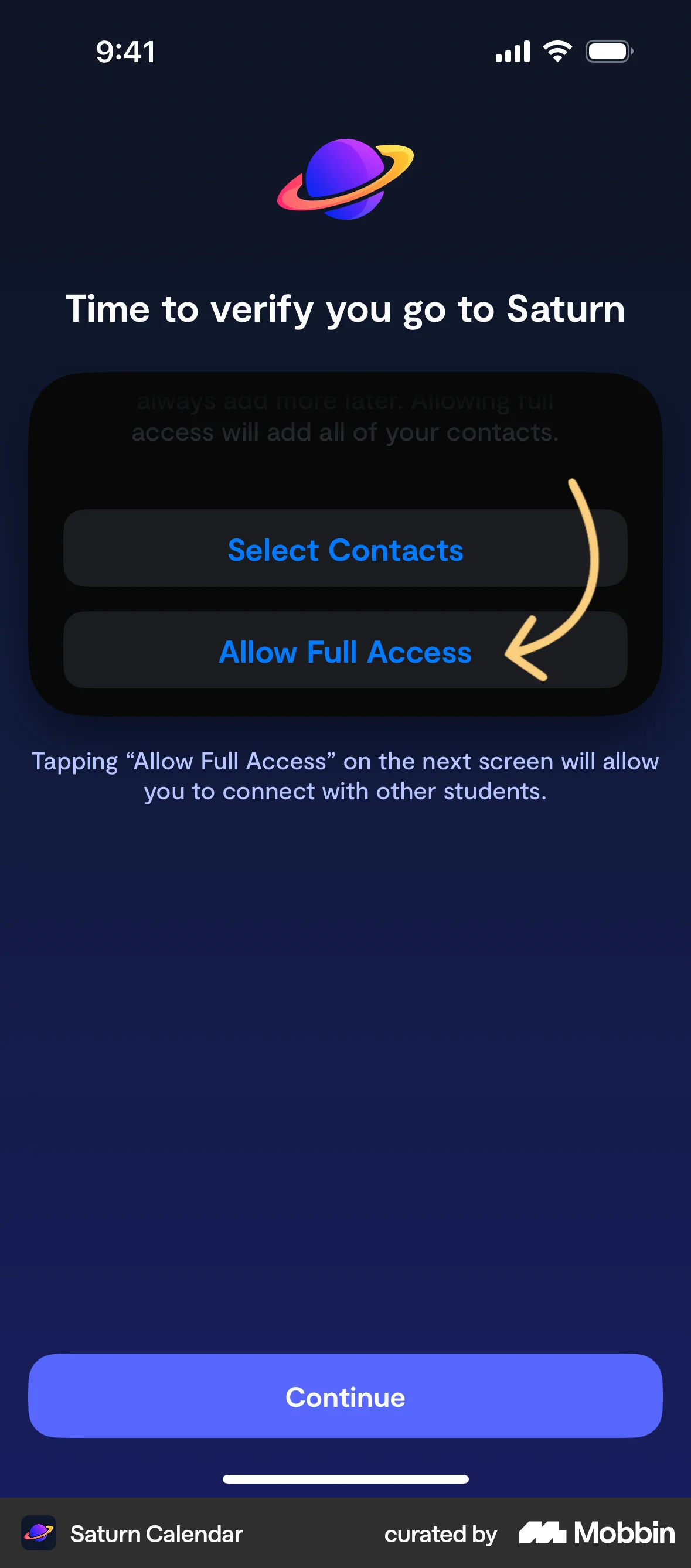 Saturn Calendar iOS Guided Tour & Tutorial screen