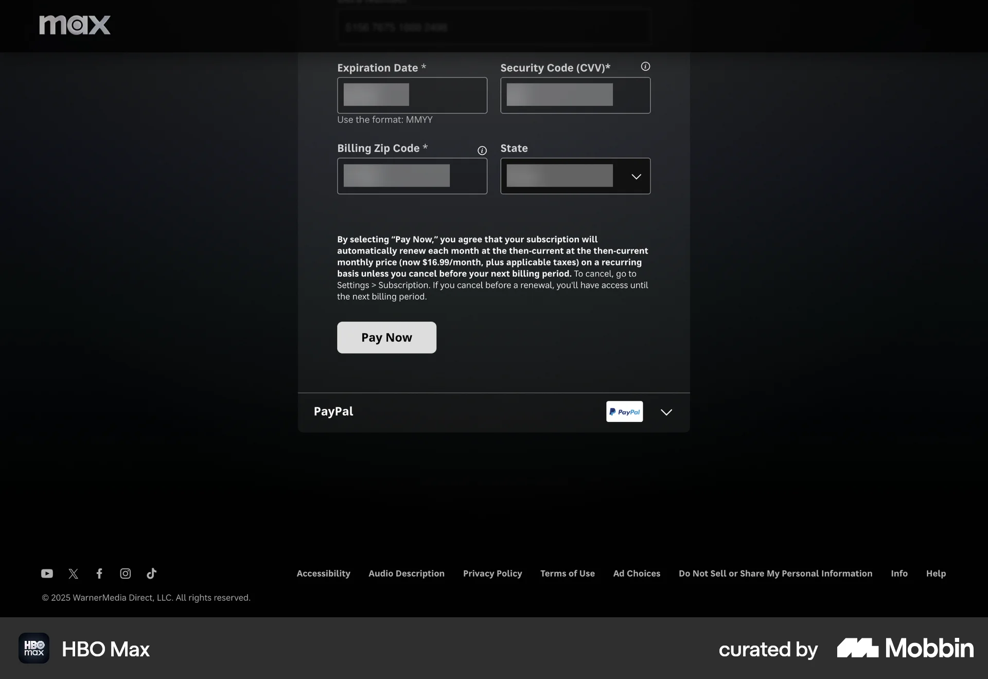 HBO Max Web Entertainment App screen