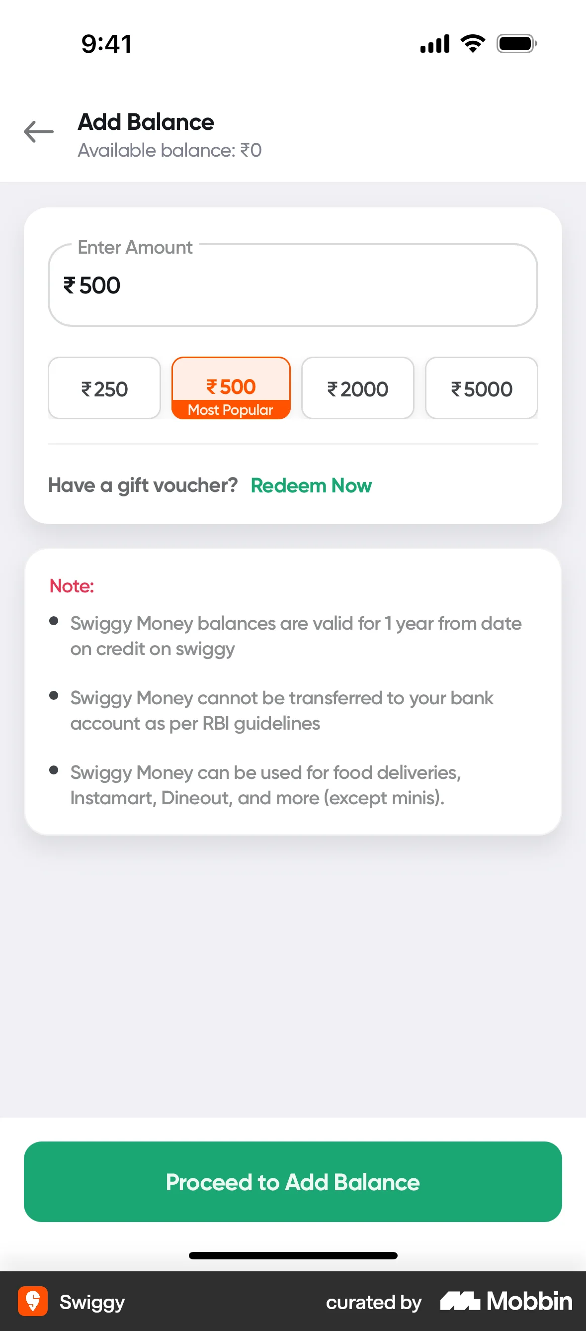 Swiggy iOS screen containing Badge UI element