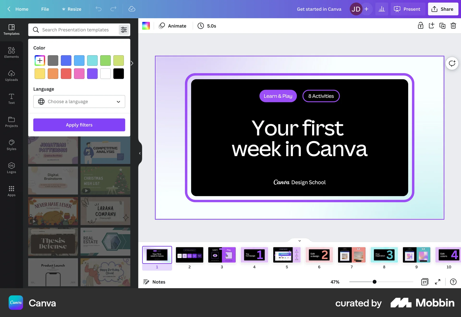 Canva Web screen containing Color Picker UI element