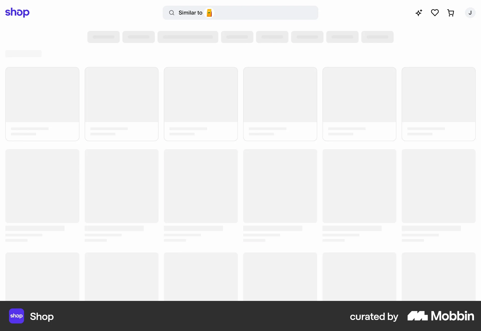Shop Web screen containing Skeleton UI element