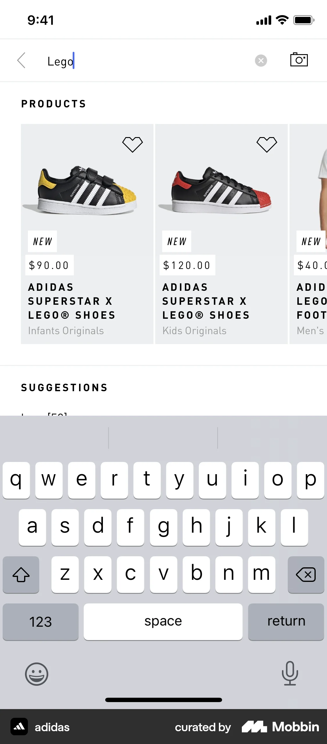 adidas iOS screen containing Text Field UI element