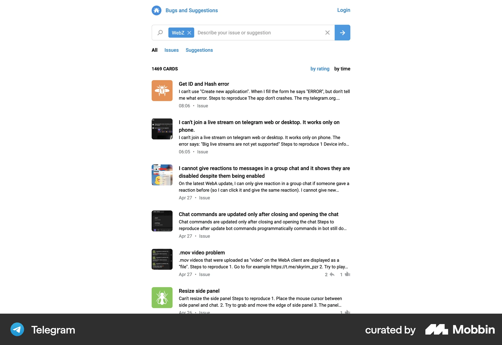 Telegram Web Flag & Report screen