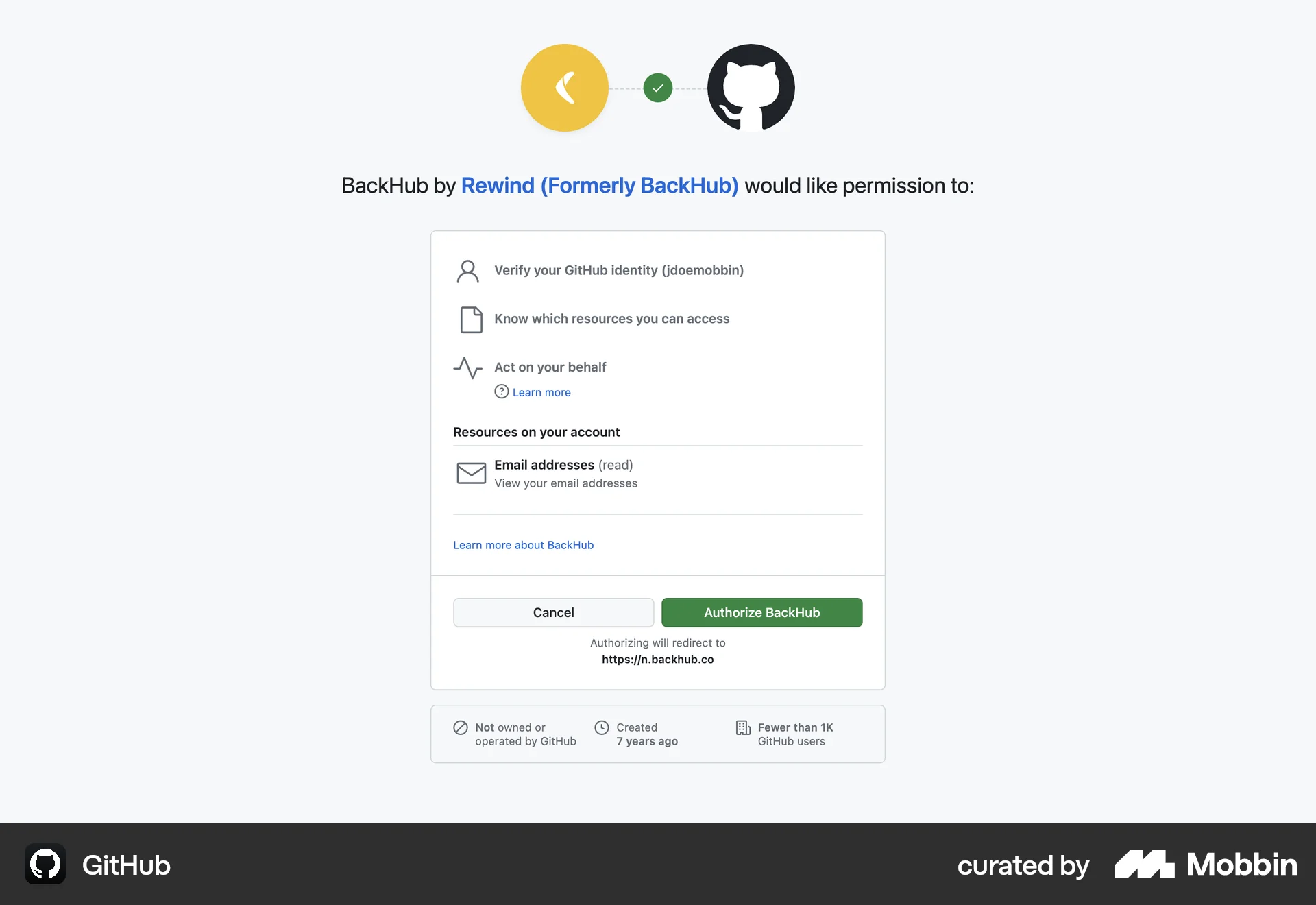 GitHub Web Permission screen
