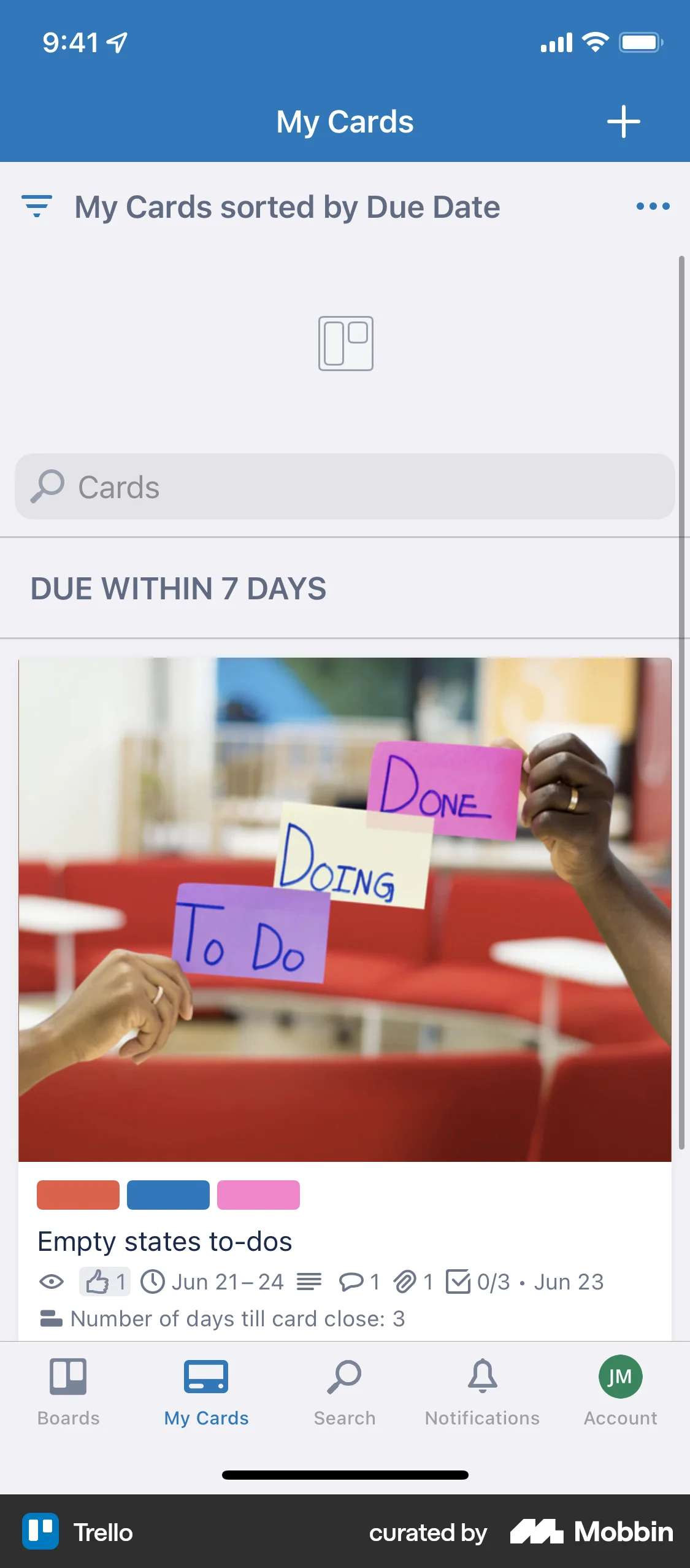 Trello iOS Pull to Refresh screen