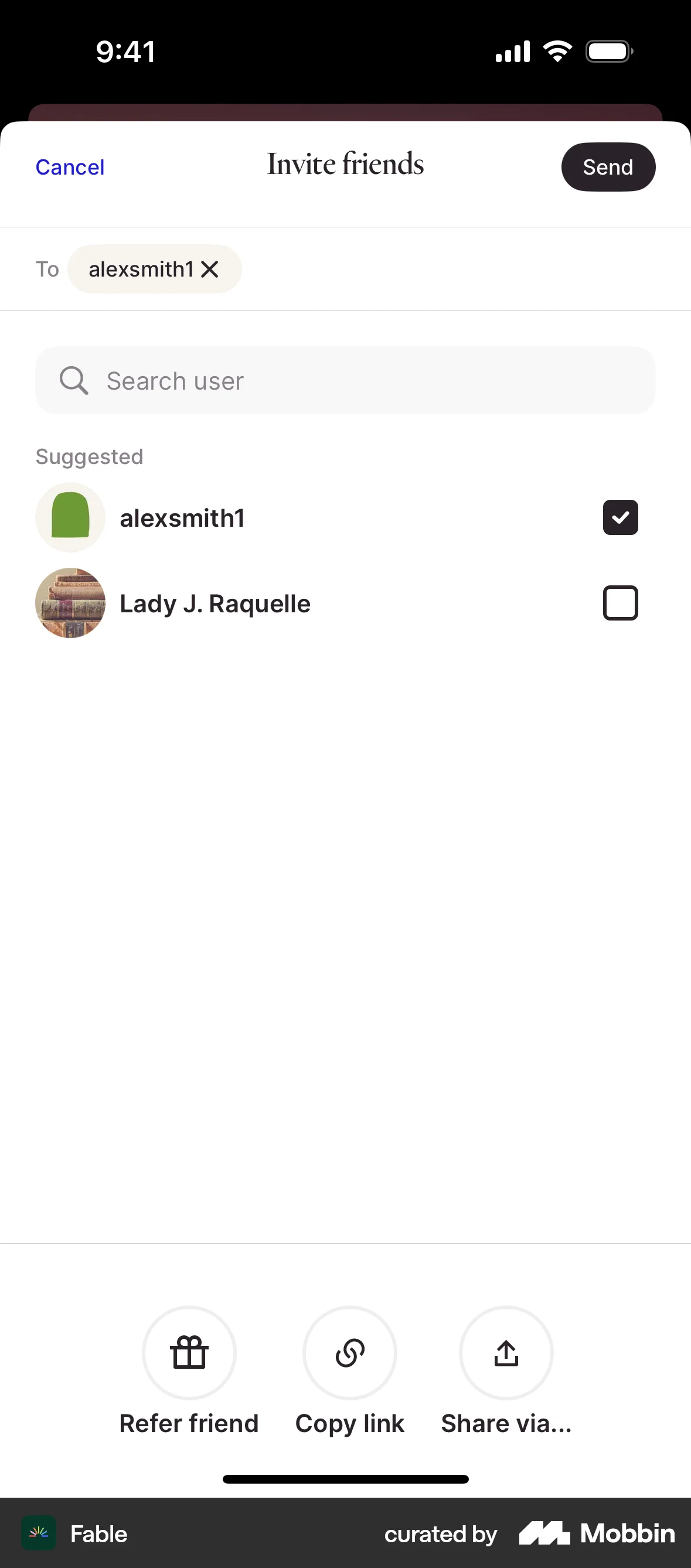 Fable iOS Invite Teammates screen