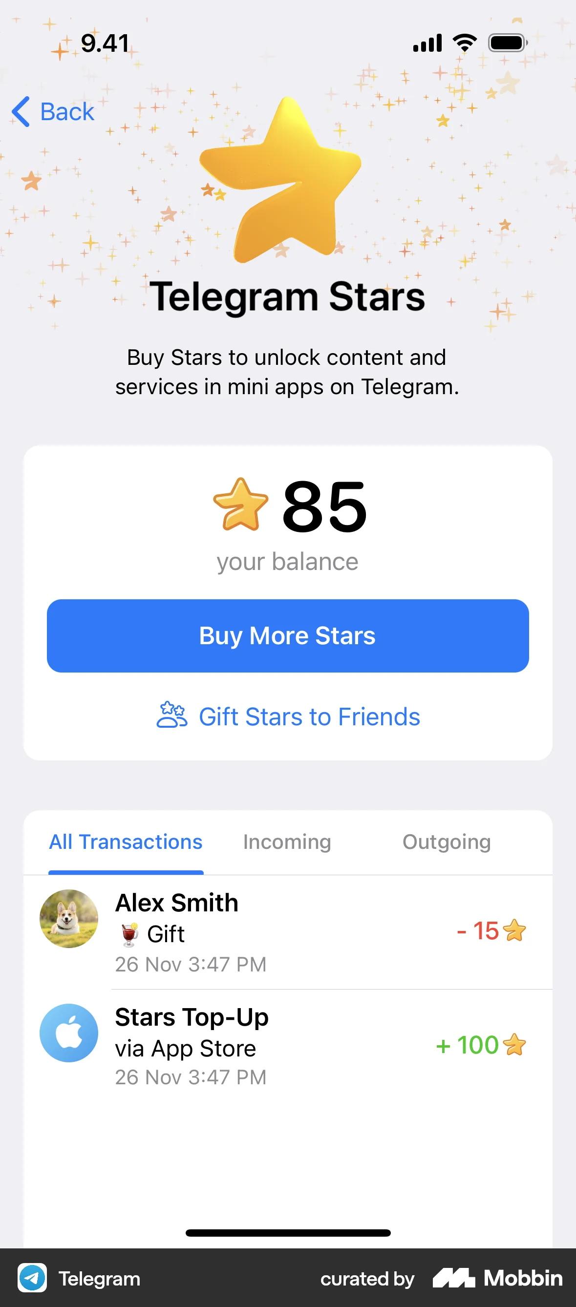 Telegram iOS Wallet & Balance screen