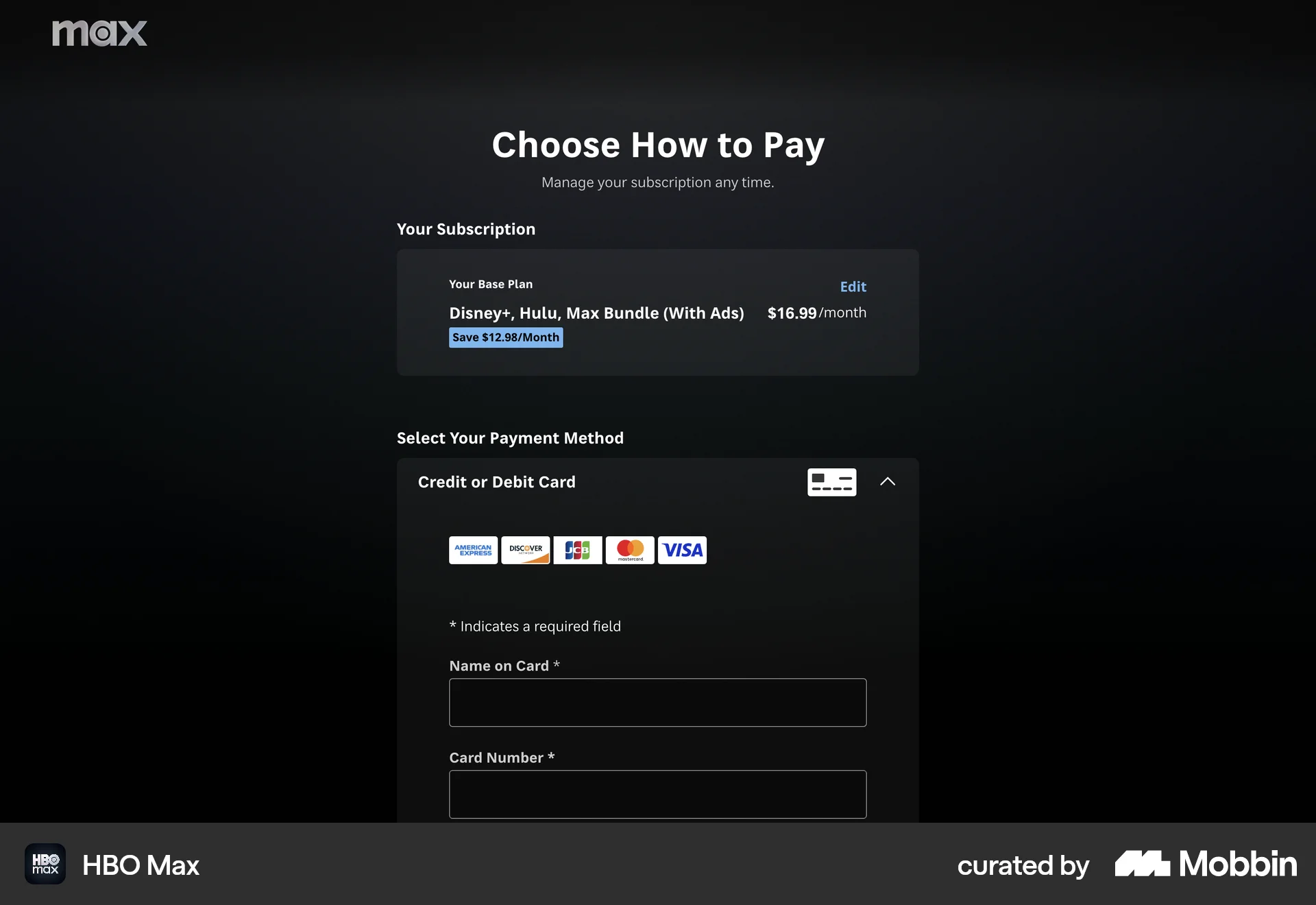 HBO Max Web Entertainment App screen