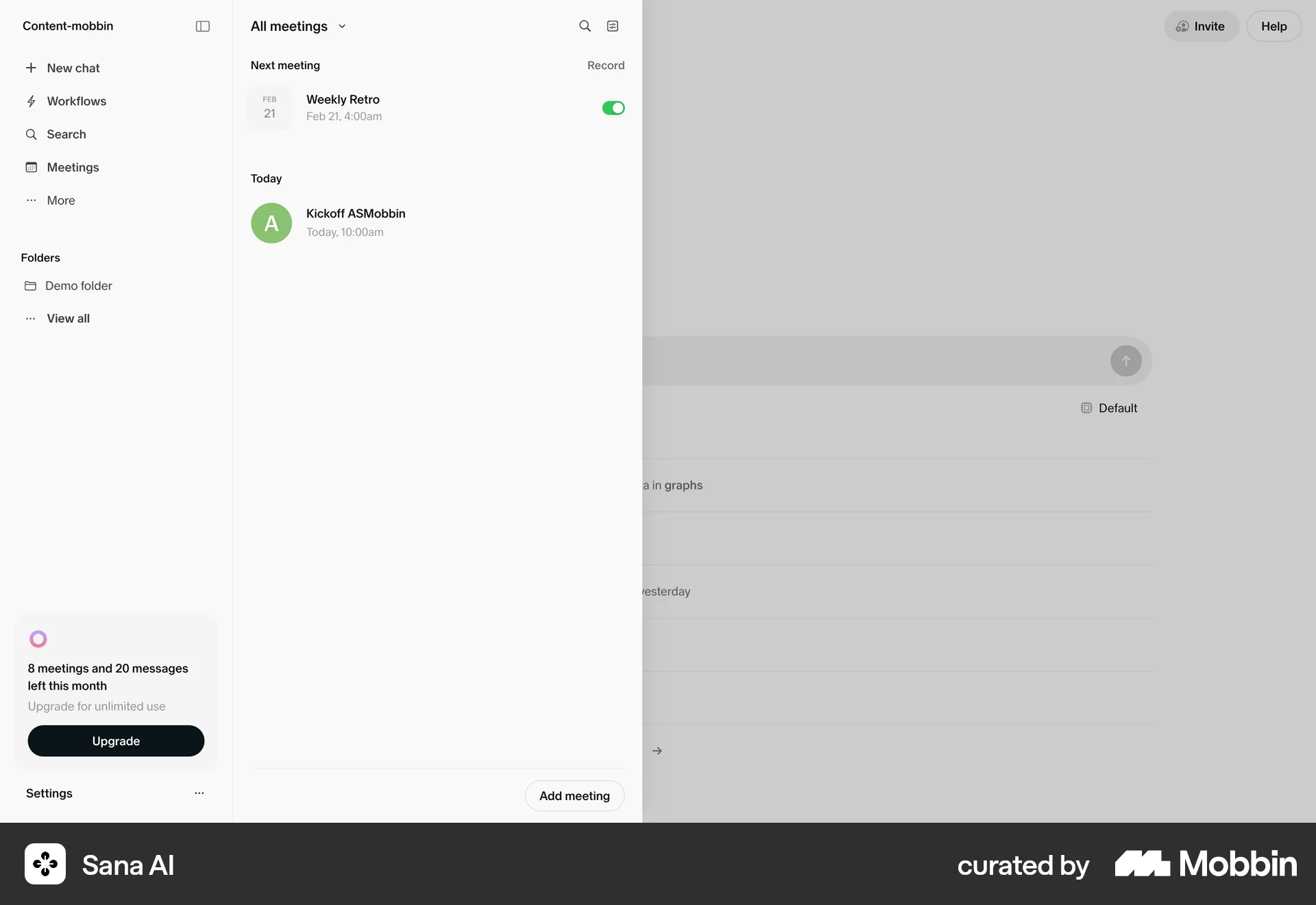 Sana AI Web screen containing Switch UI element