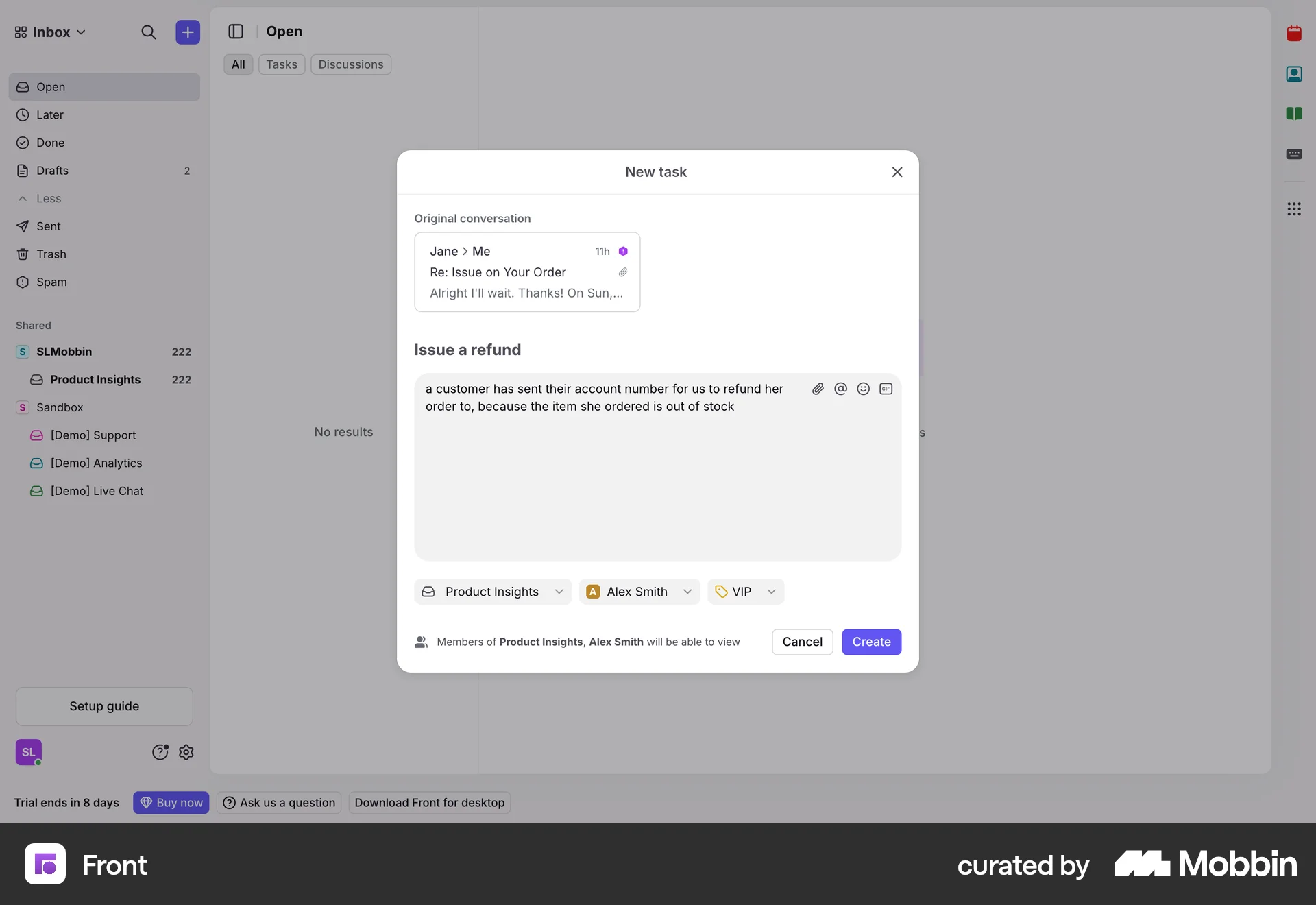 Front Web Add & Create screen