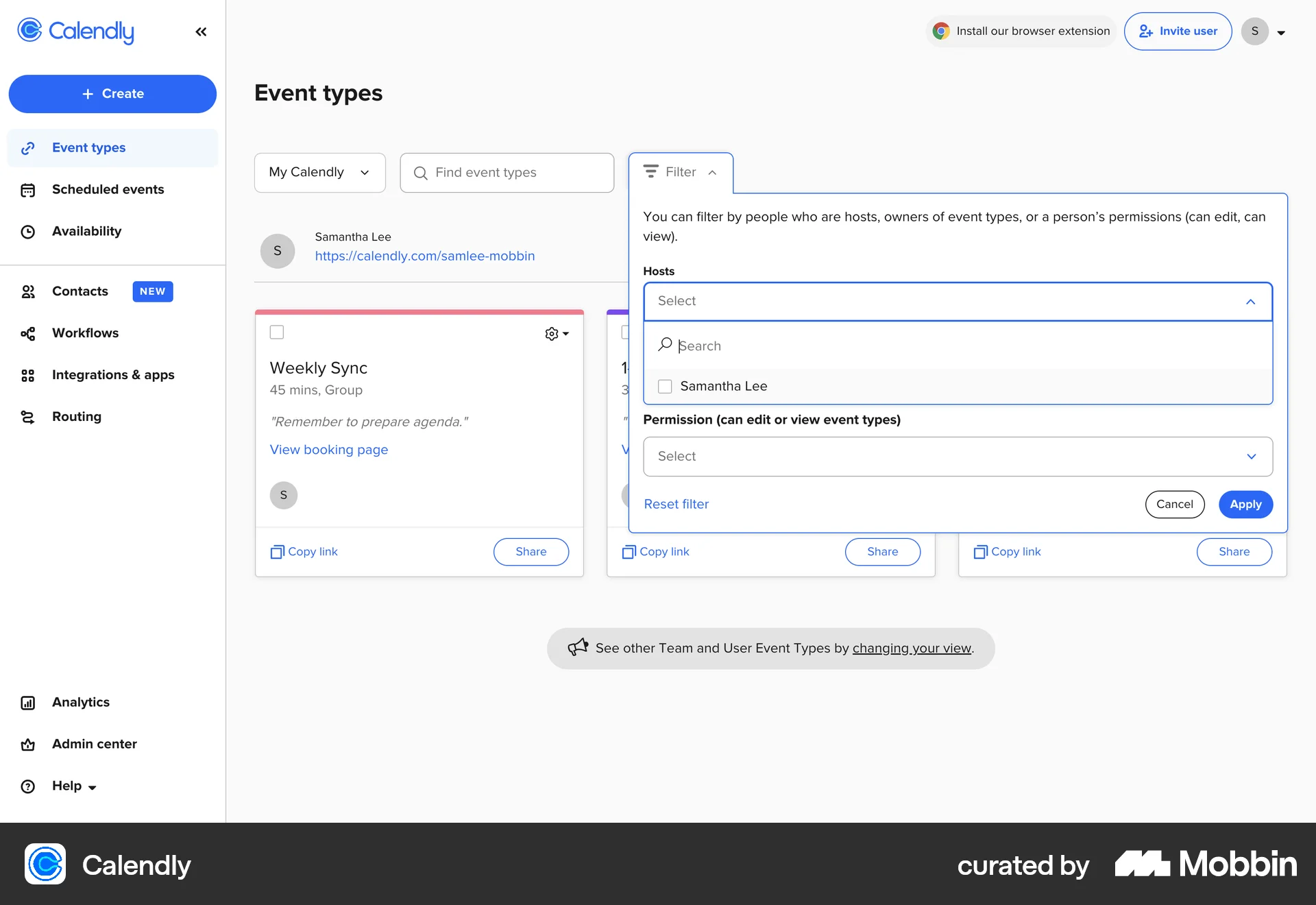 Calendly Web screen containing Combobox UI element