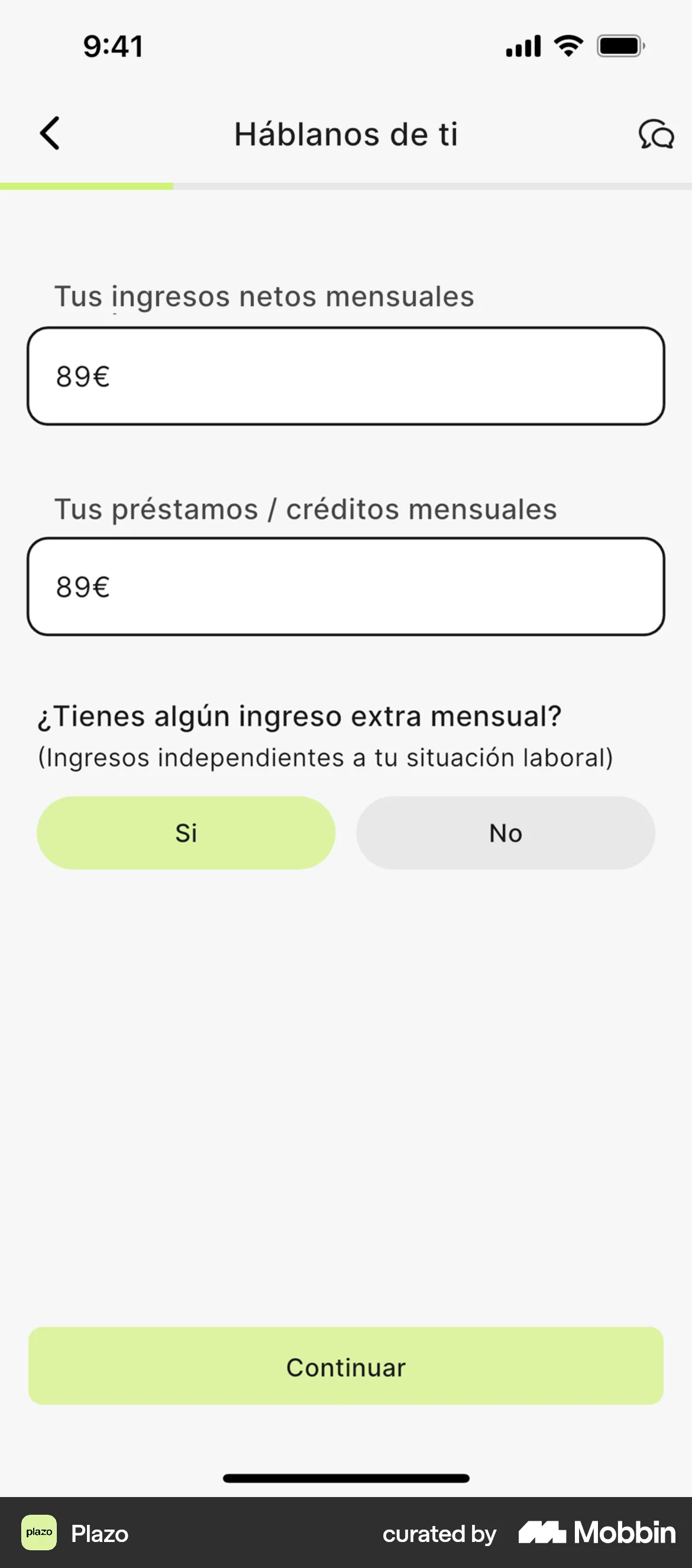 Plazo Onboarding screen