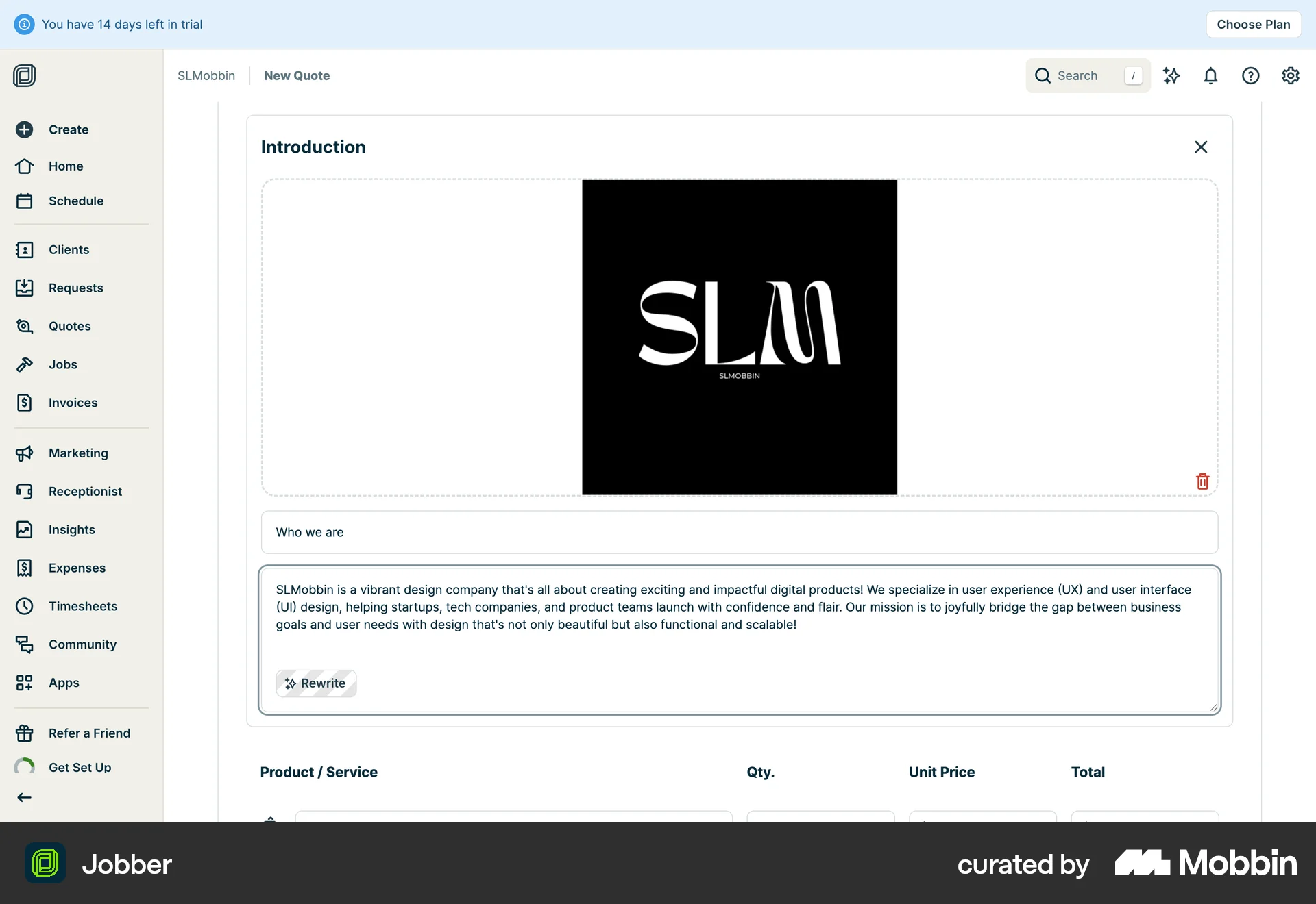 Jobber Web Loading screen