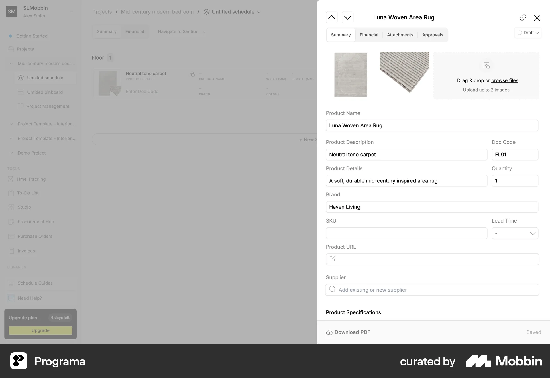 Programa Web screen containing Pagination UI element