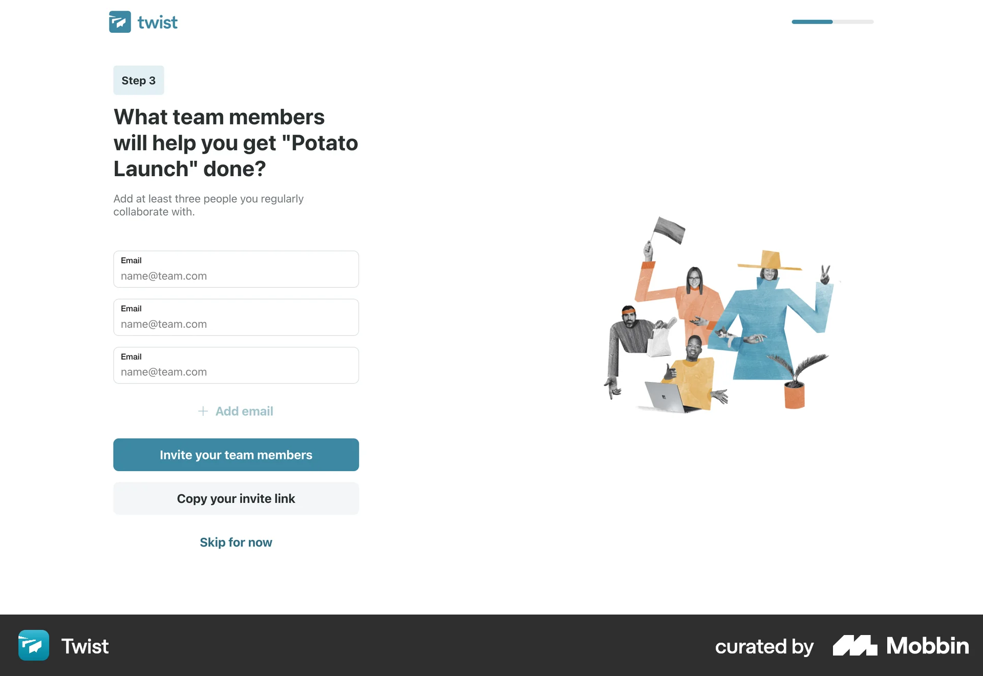 Twist Web Invite Teammates screen