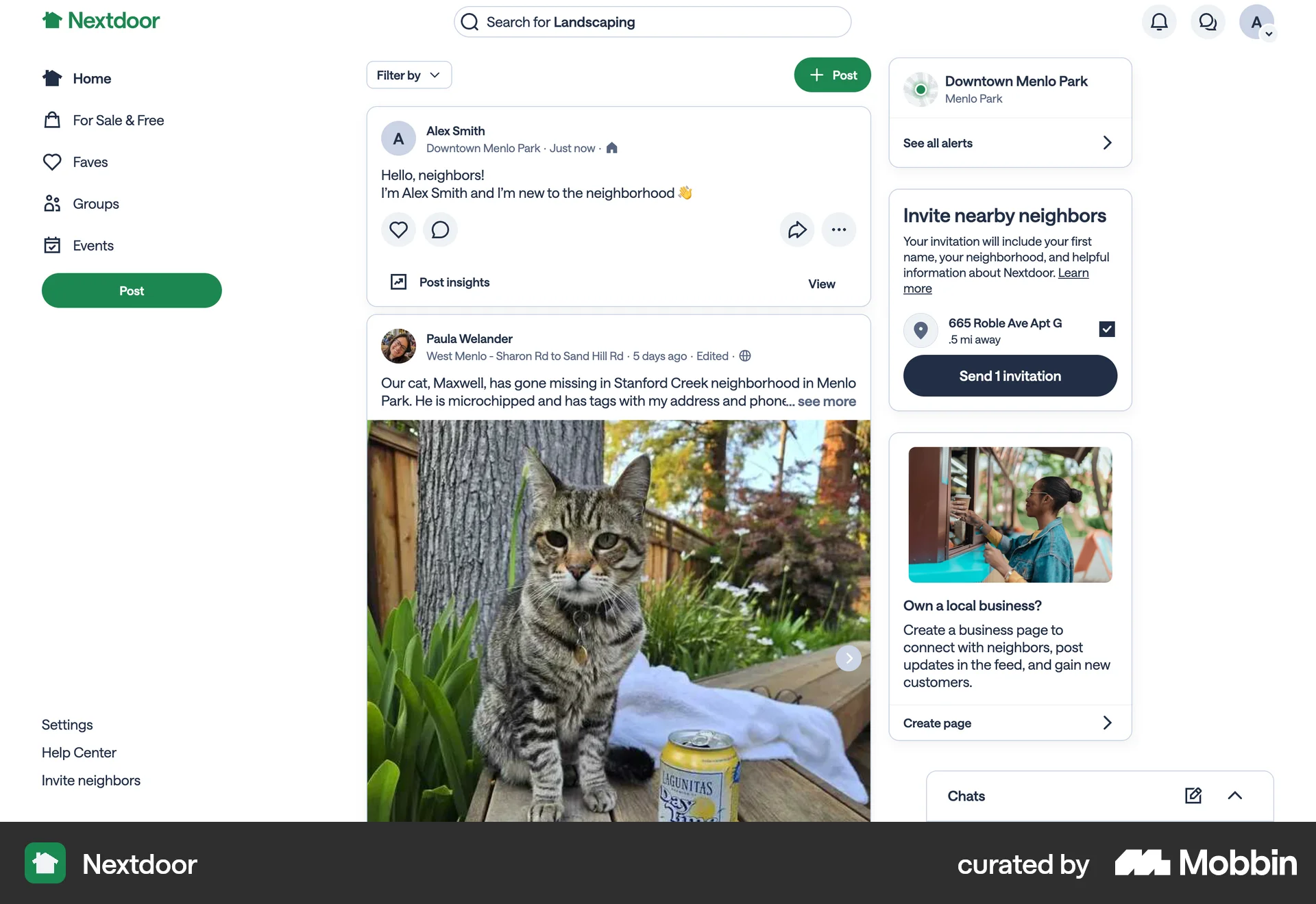 Nextdoor Web News App screen