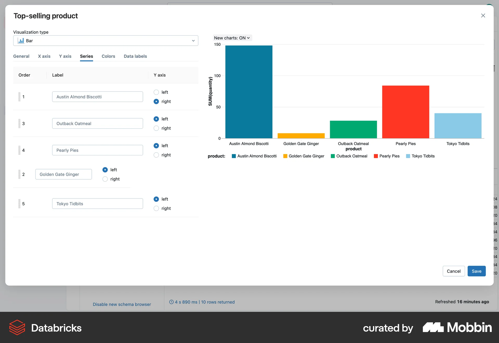 Databricks Web Reorder screen