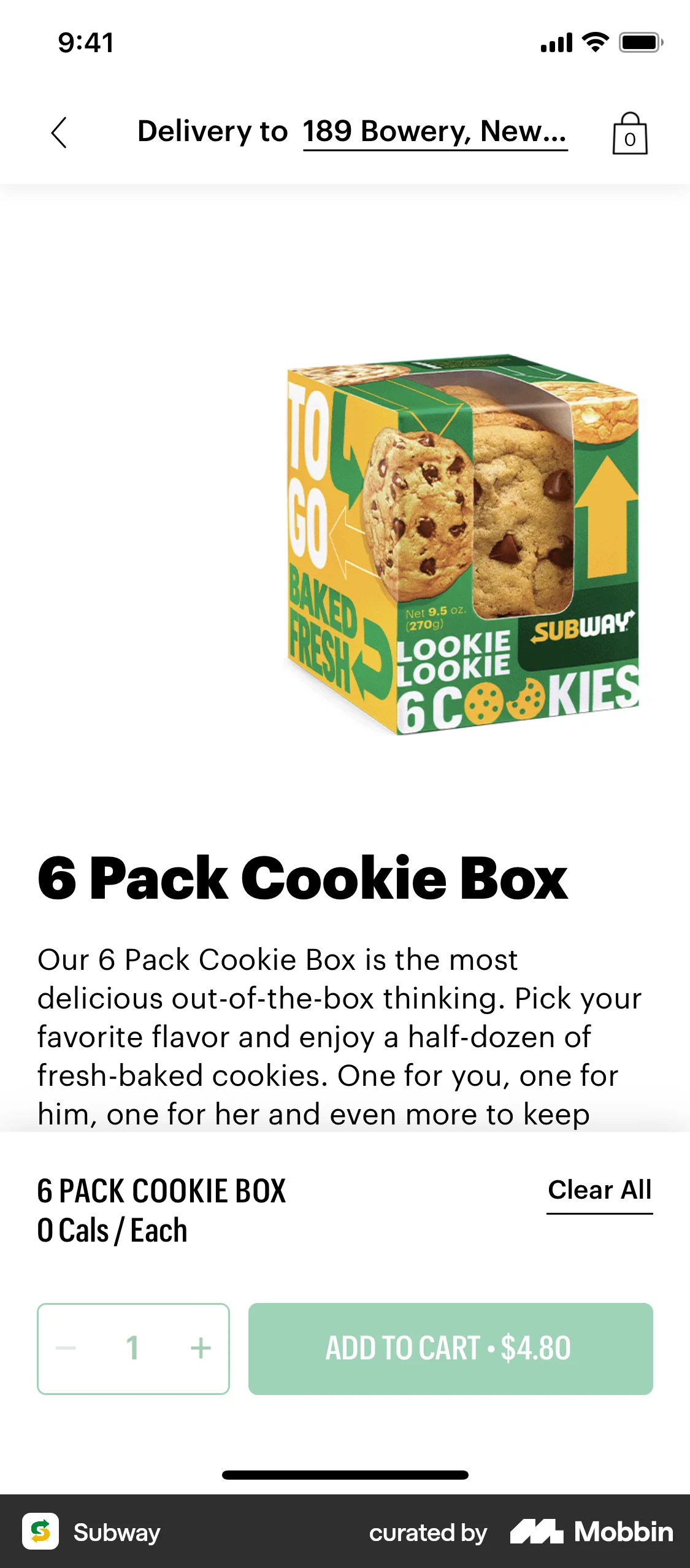 Subway iOS screen containing Stepper UI element