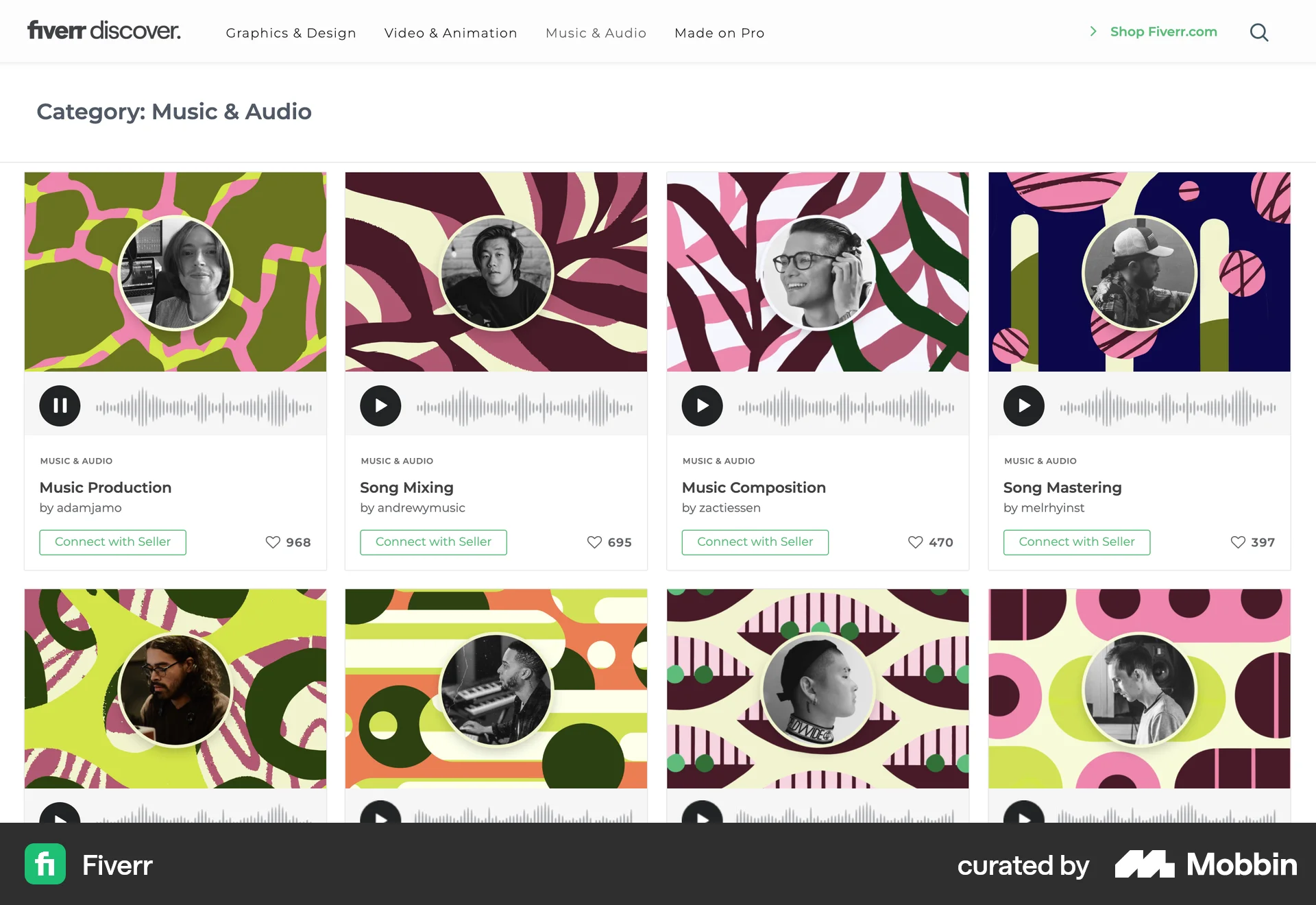 Fiverr Web Audio Player screen
