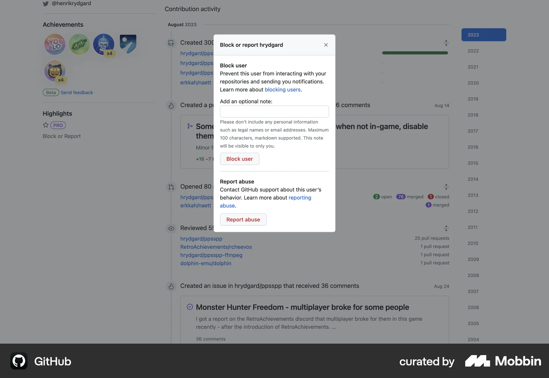 GitHub Web Ban & Block screen