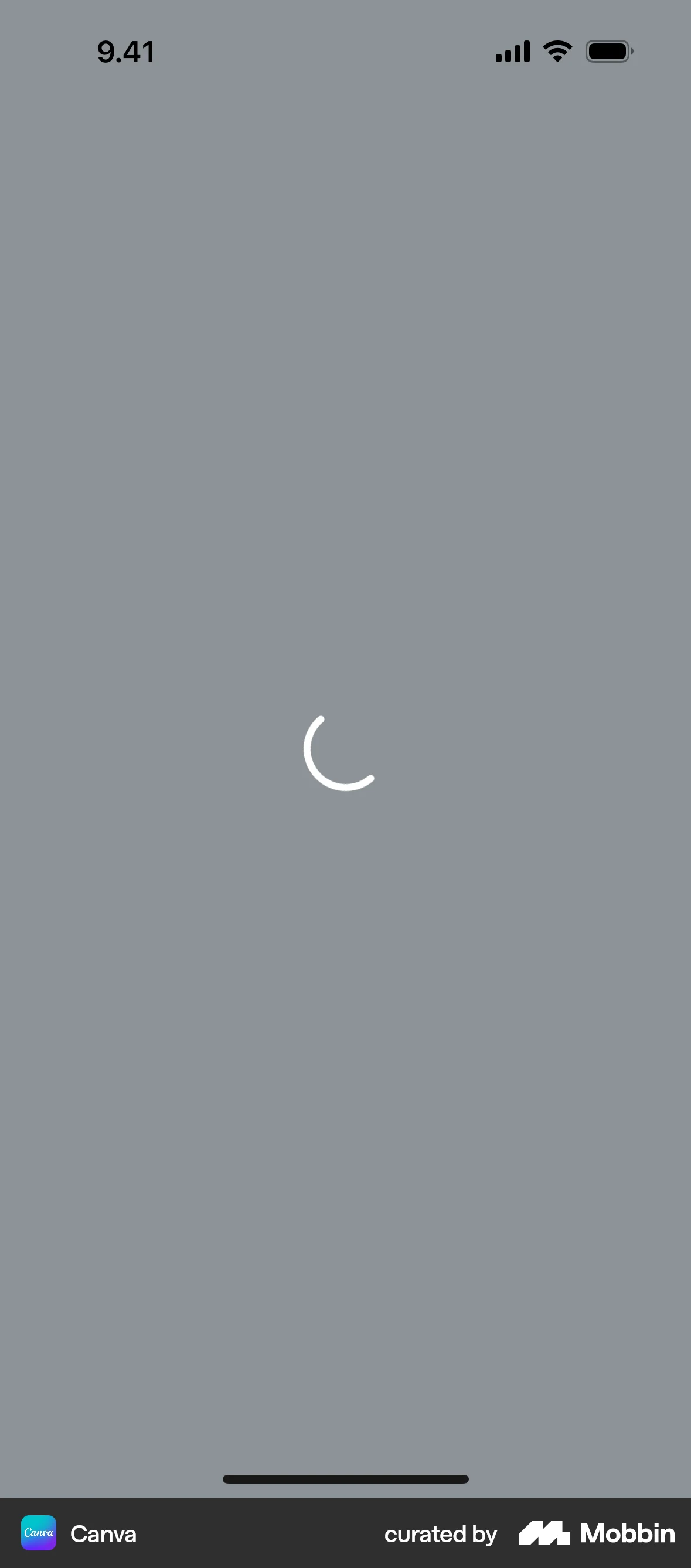 Canva iOS screen containing Loading Indicator UI element